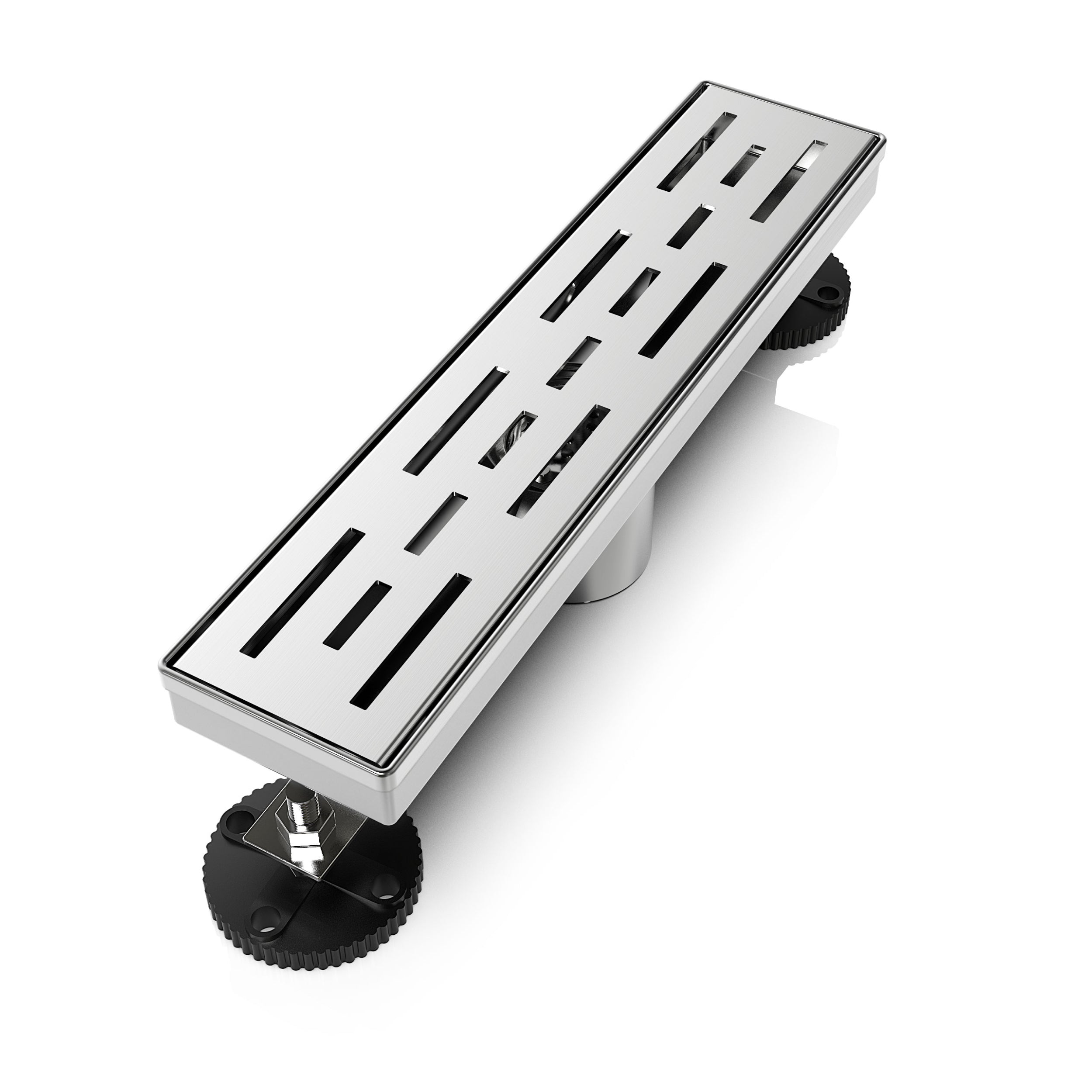 WEBANG 12 Inch Rainline Pattern Linear Shower Drain With Accessories, Brushed Stainless Steel