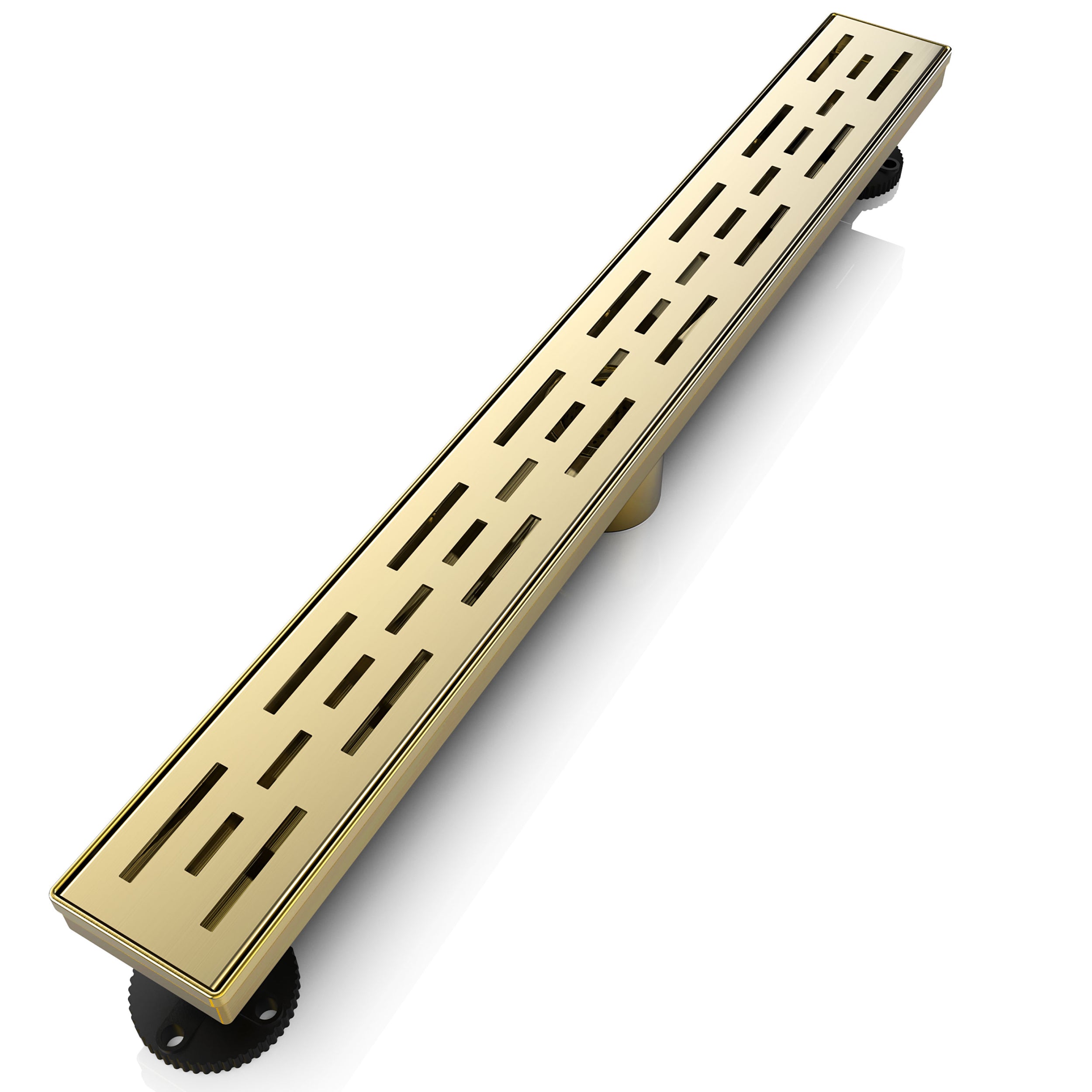 WEBANG 24 Inch Rainline Pattern Linear Shower Drain With Accessories, Brushed Gold