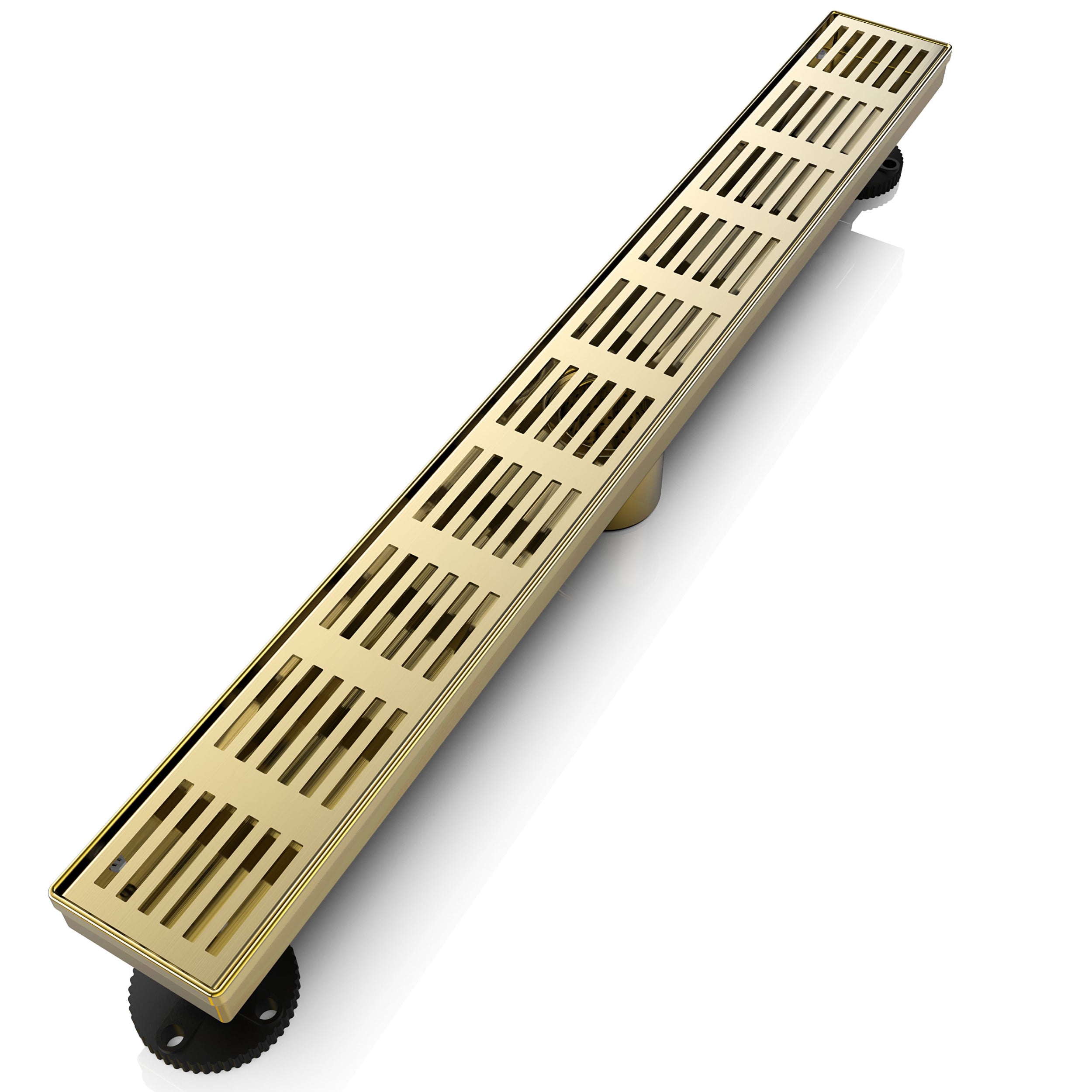 WEBANG 24 Inch Fence Pattern Linear Shower Drain With Accessories, Brushed Gold