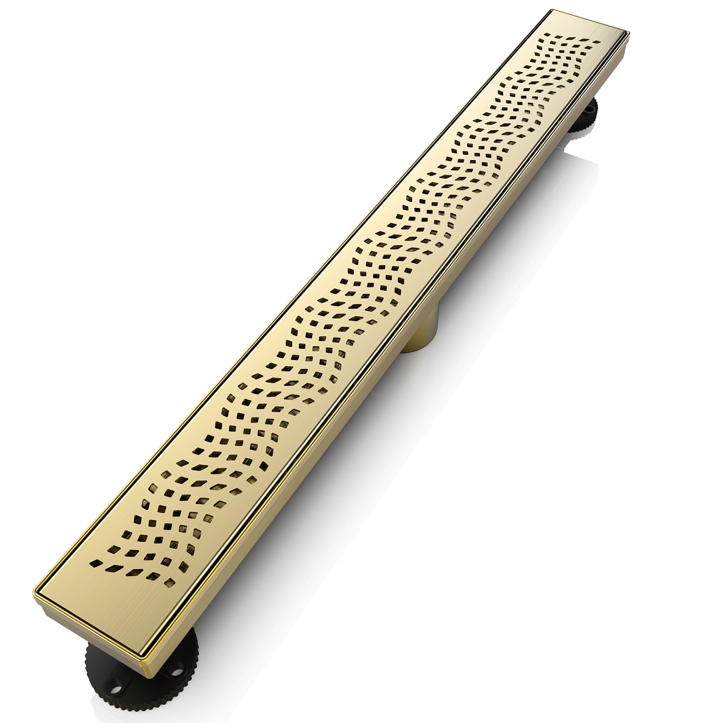 WEBANG 24 Inch Wave-Hole Pattern Linear Shower Drain With Accessories, Brushed Gold