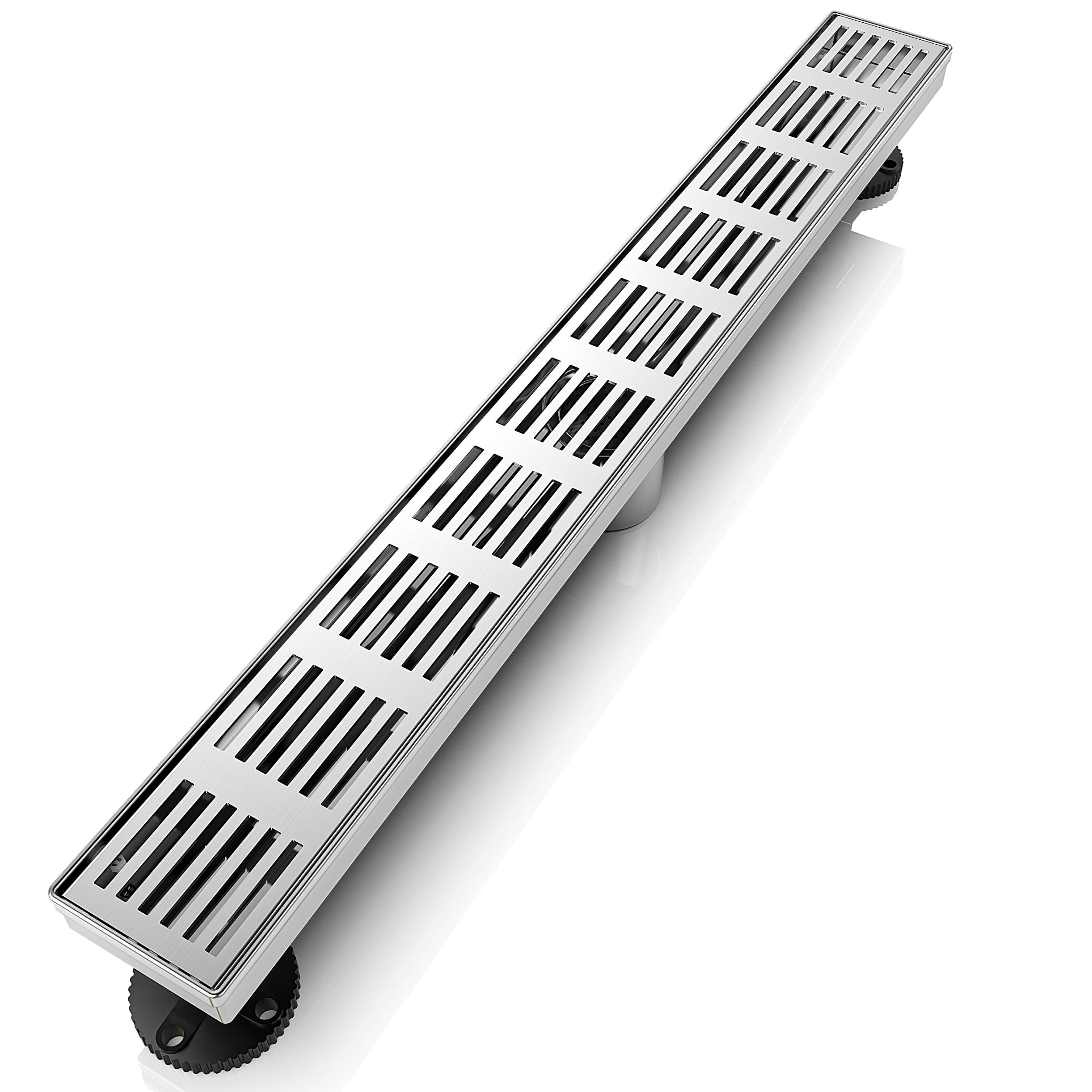 WEBANG 24 Inch Fence Pattern Linear Shower Drain With Accessories, Brushed Stainless Steel