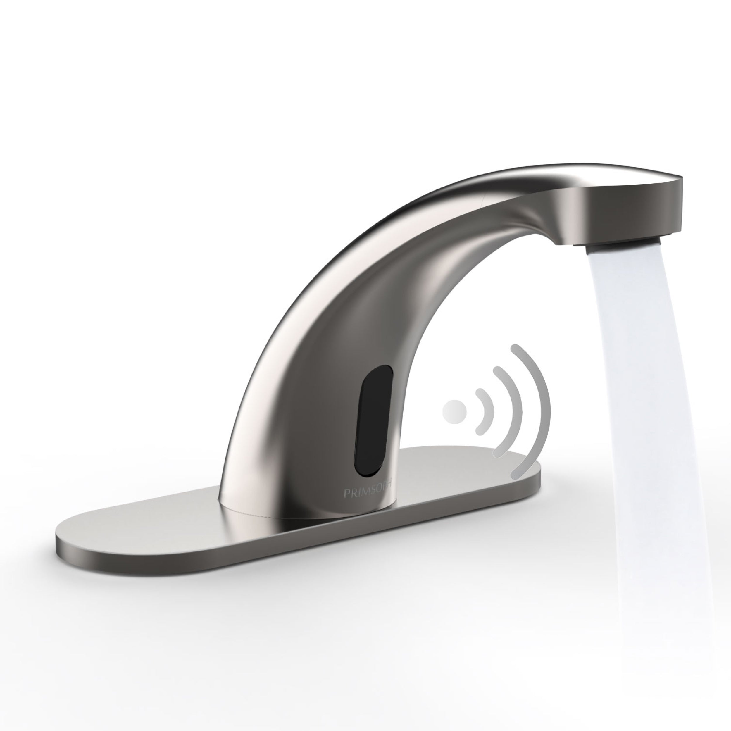 PRIMSOPH 8012 Compact Battery and Plug-In Powered Touchless Faucet with Temperature Mixer, Brushed Nickel