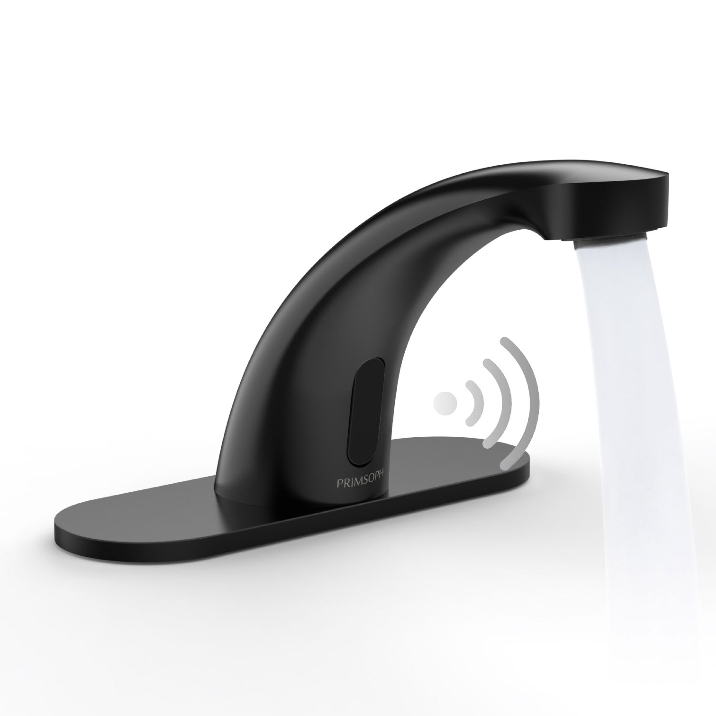 PRIMSOPH 8012 Compact Battery and Plug-In Powered Touchless Faucet with Temperature Mixer, Matte Black
