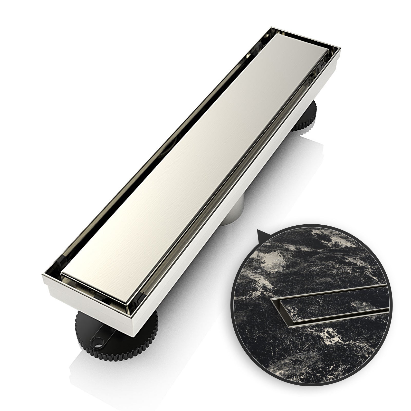 WEBANG 12 Inch Reversible 2-in-1 Linear Shower Drain With Accessories, Brushed Nickel