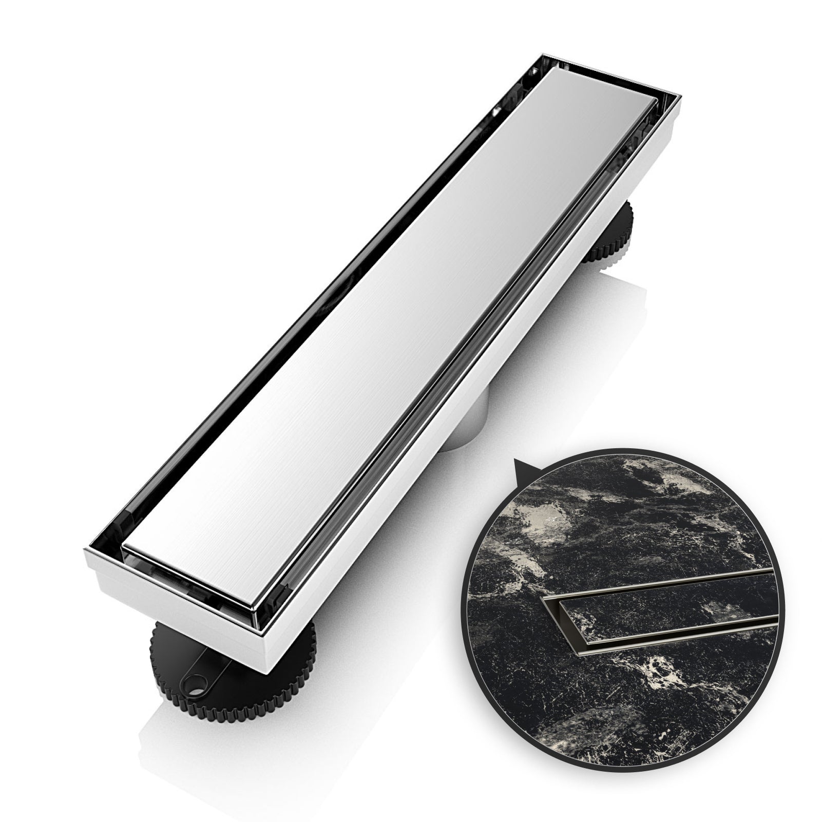 WEBANG 12 Inch Reversible 2-in-1 Linear Shower Drain With Accessories, Brushed Stainless Steel