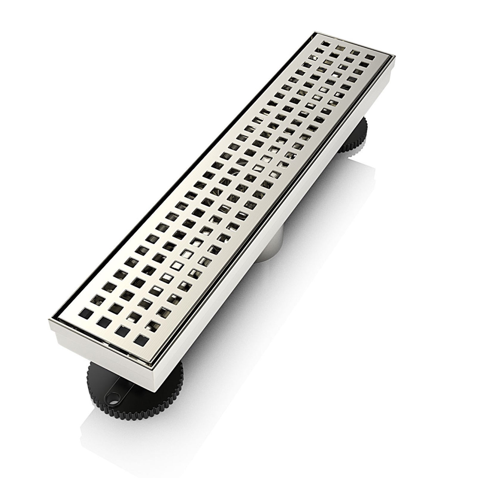 WEBANG 12 Inch Square Hole Pattern Linear Shower Drain With Accessories, Brushed Nickel