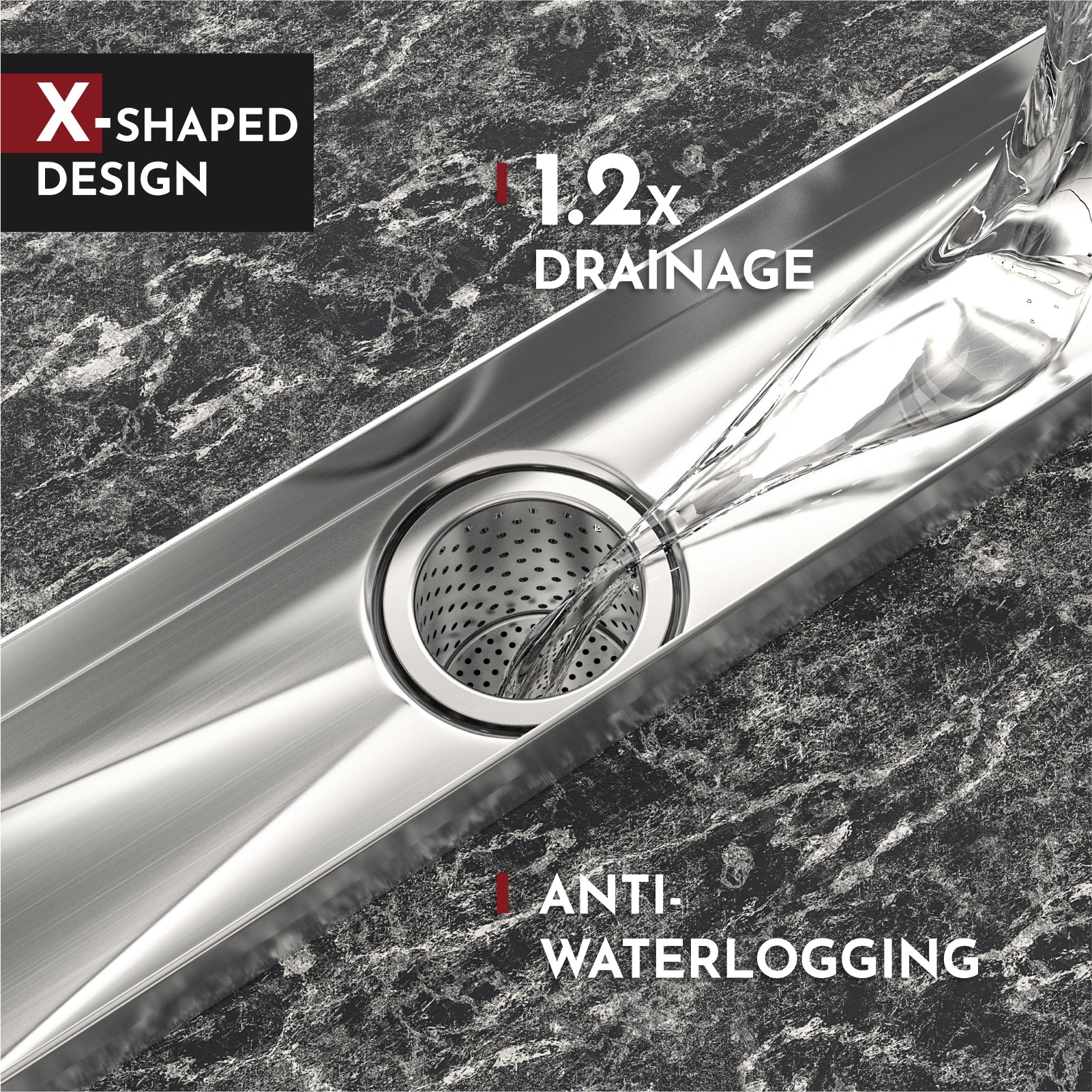WEBANG 48 Inch Reversible 2-in-1 Linear Shower Drain With Accessories, Brushed Stainless Steel