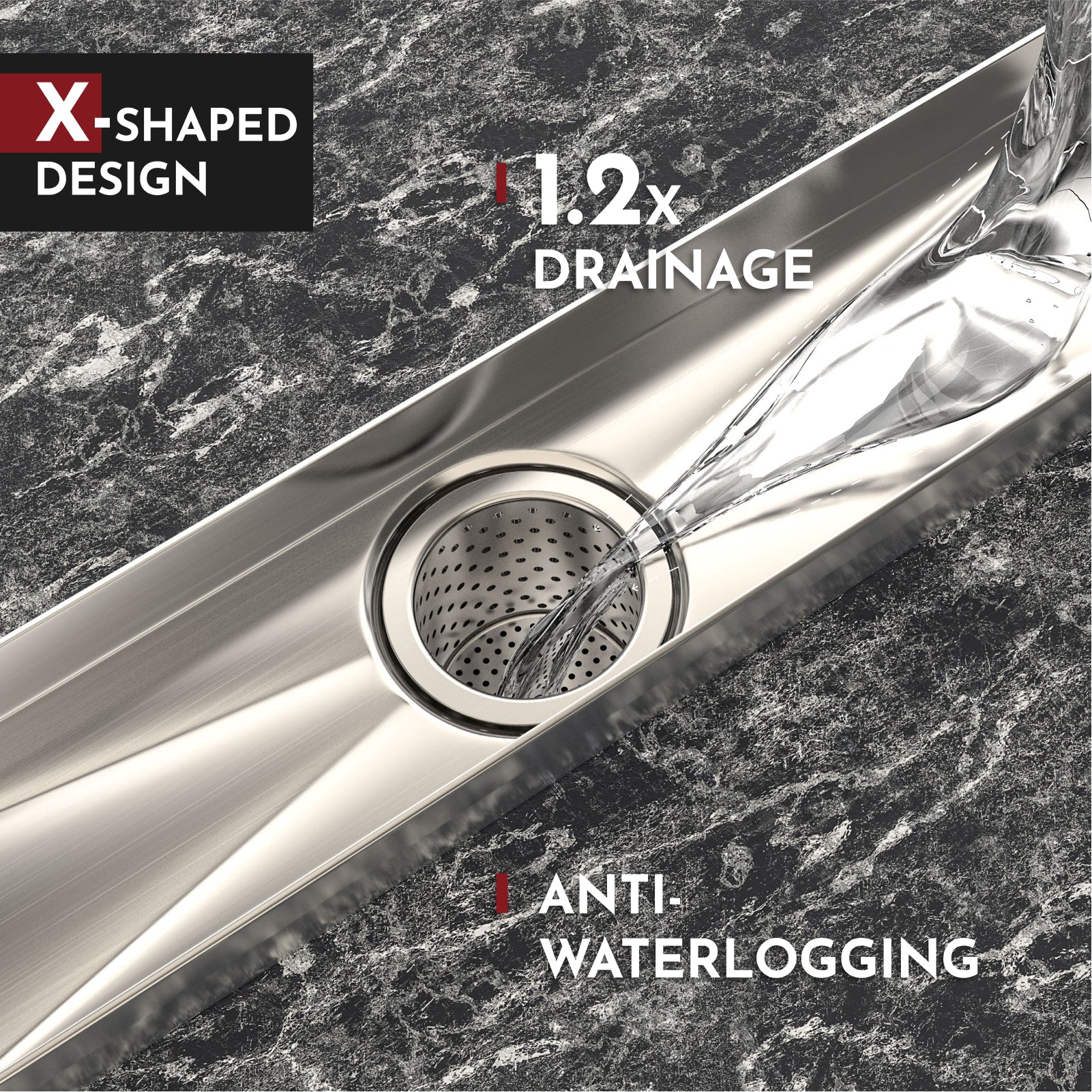 WEBANG 36 Inch Capsule Pattern Linear Shower Drain With Accessories, Brushed Nickel