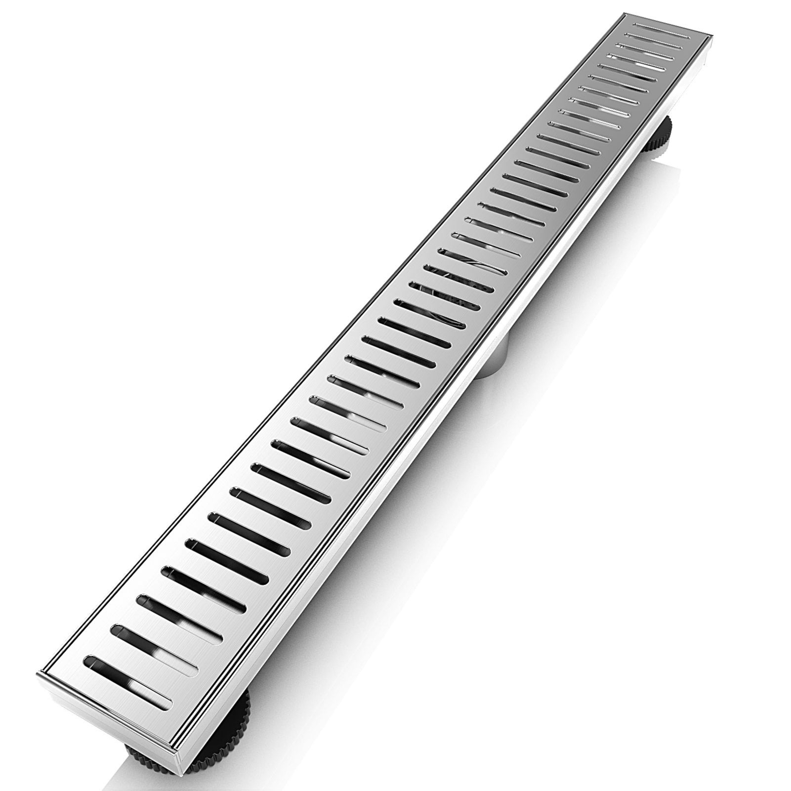 WEBANG 28 Inch Capsule Pattern Linear Shower Drain With Accessories, Brushed Stainless Steel