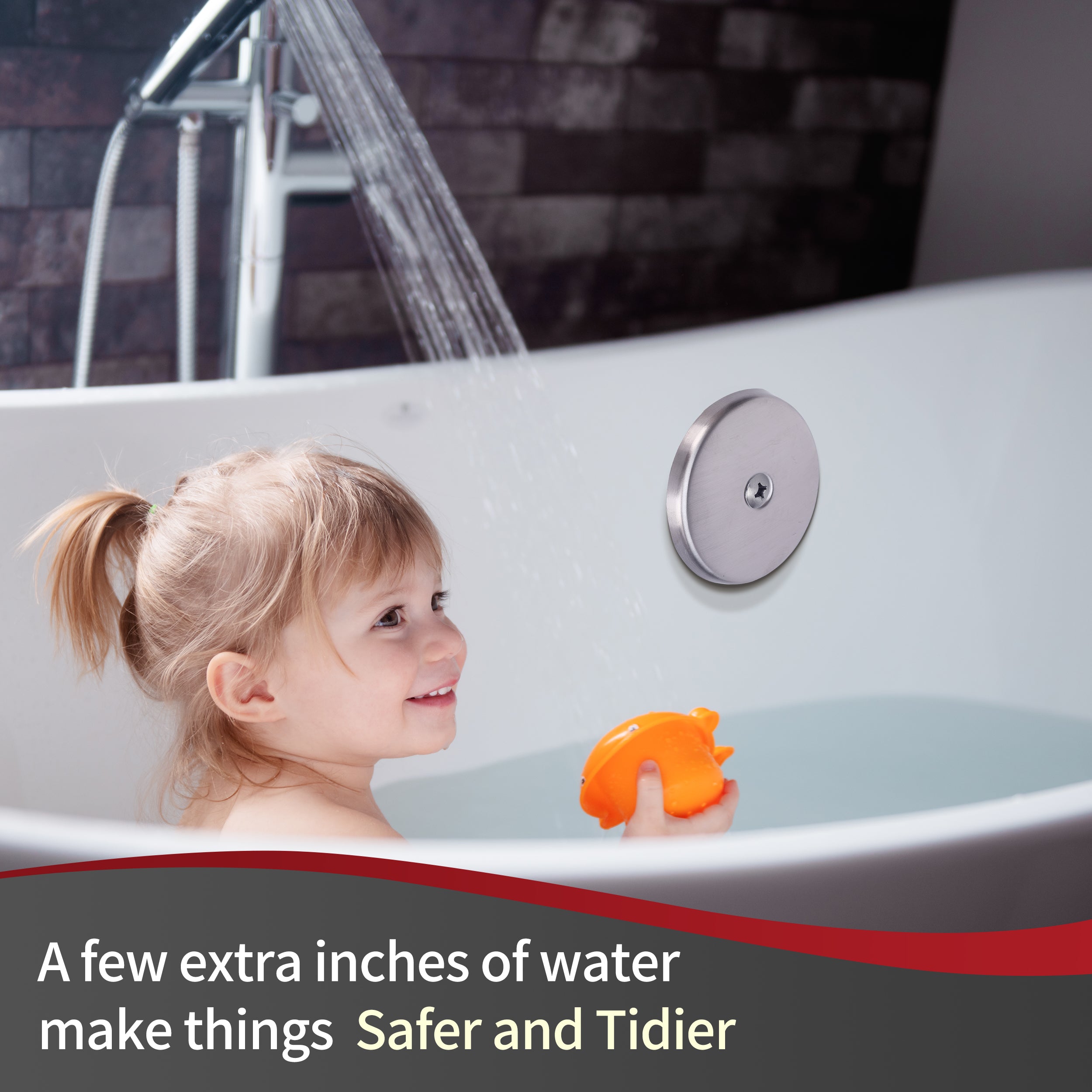 PRIMSOPH One Hole Tub Drain Overflow Faceplate, Brushed Nickel