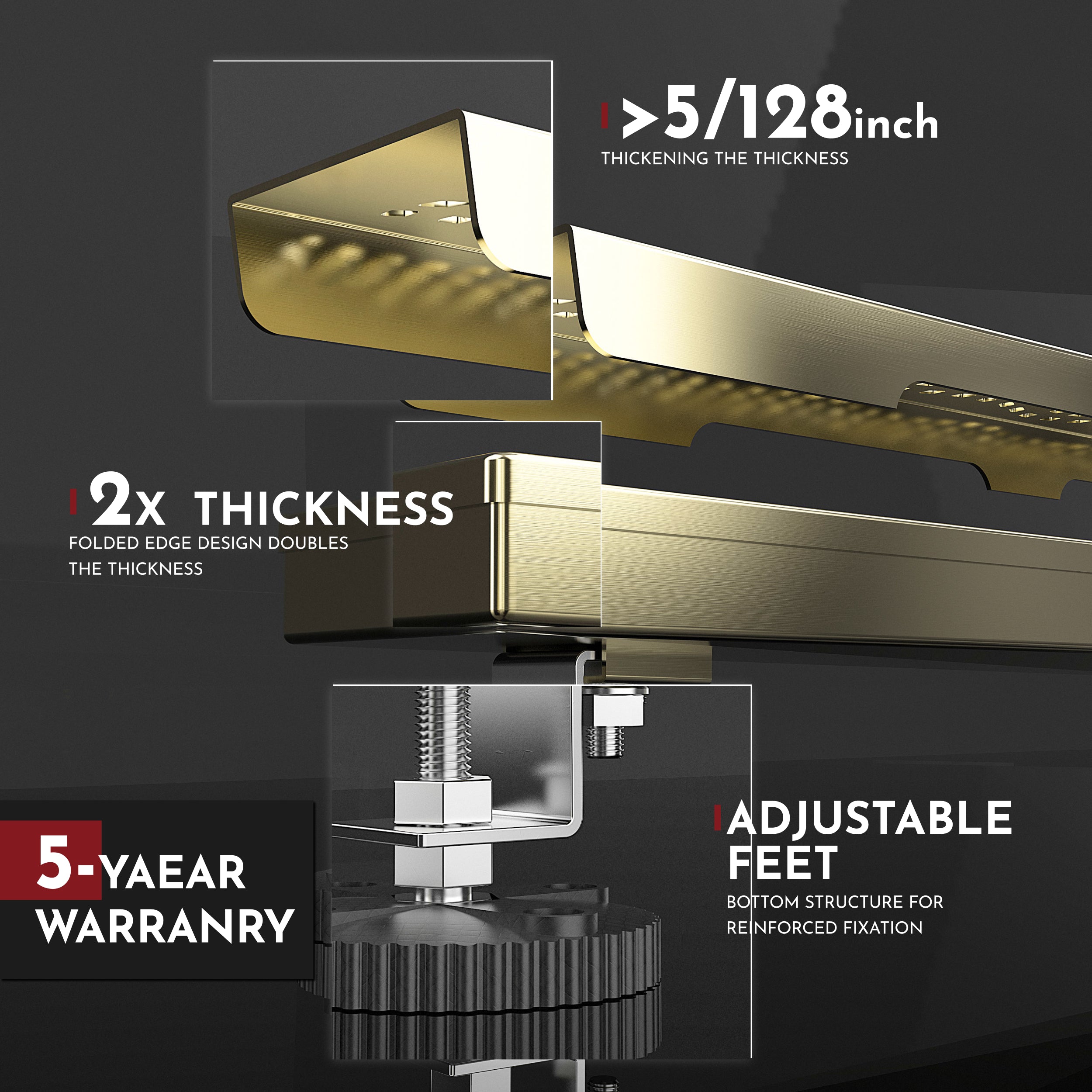WEBANG 36 Inch Wave-Hole Pattern Linear Shower Drain With Accessories, Brushed Gold