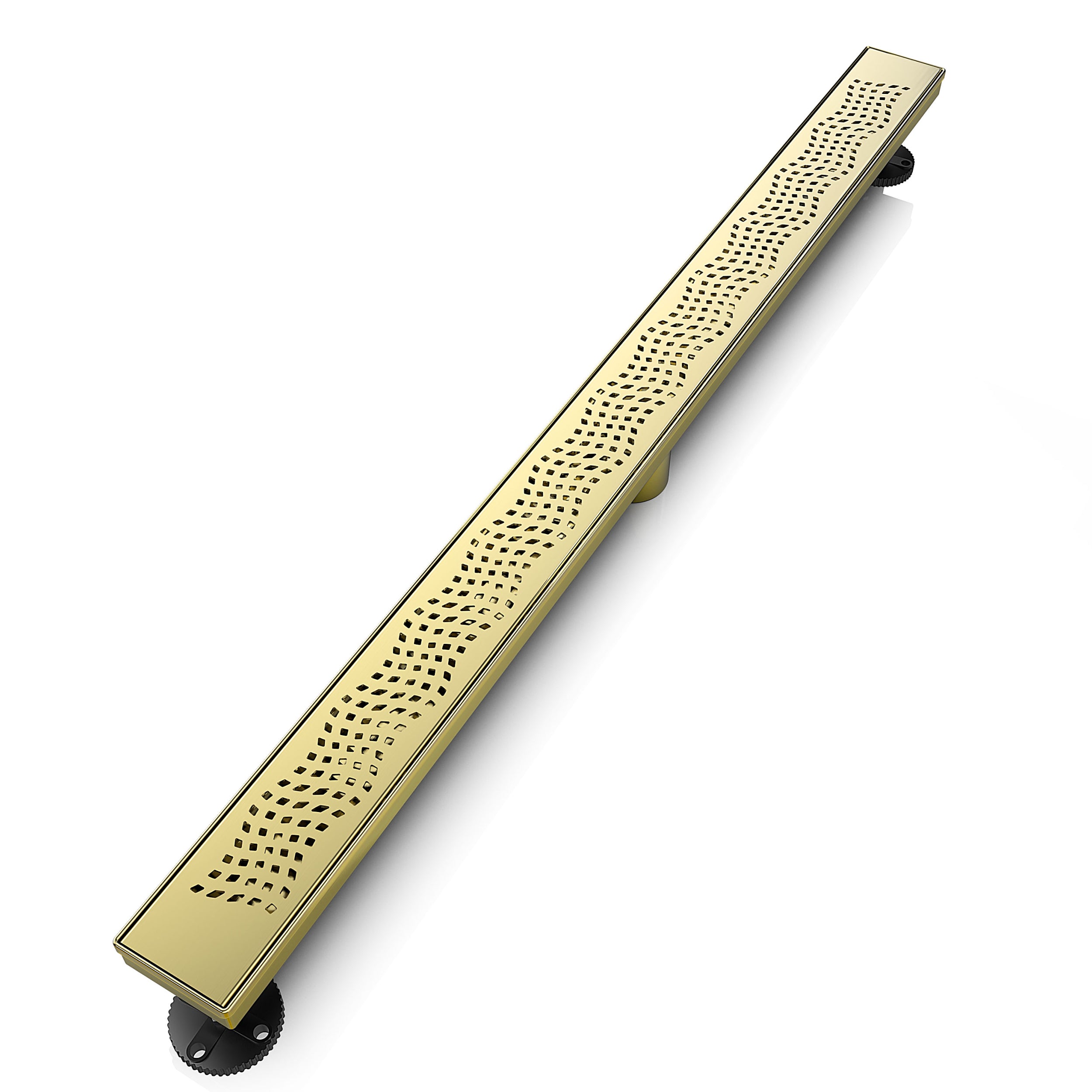 WEBANG 36 Inch Wave-Hole Pattern Linear Shower Drain With Accessories, Brushed Gold
