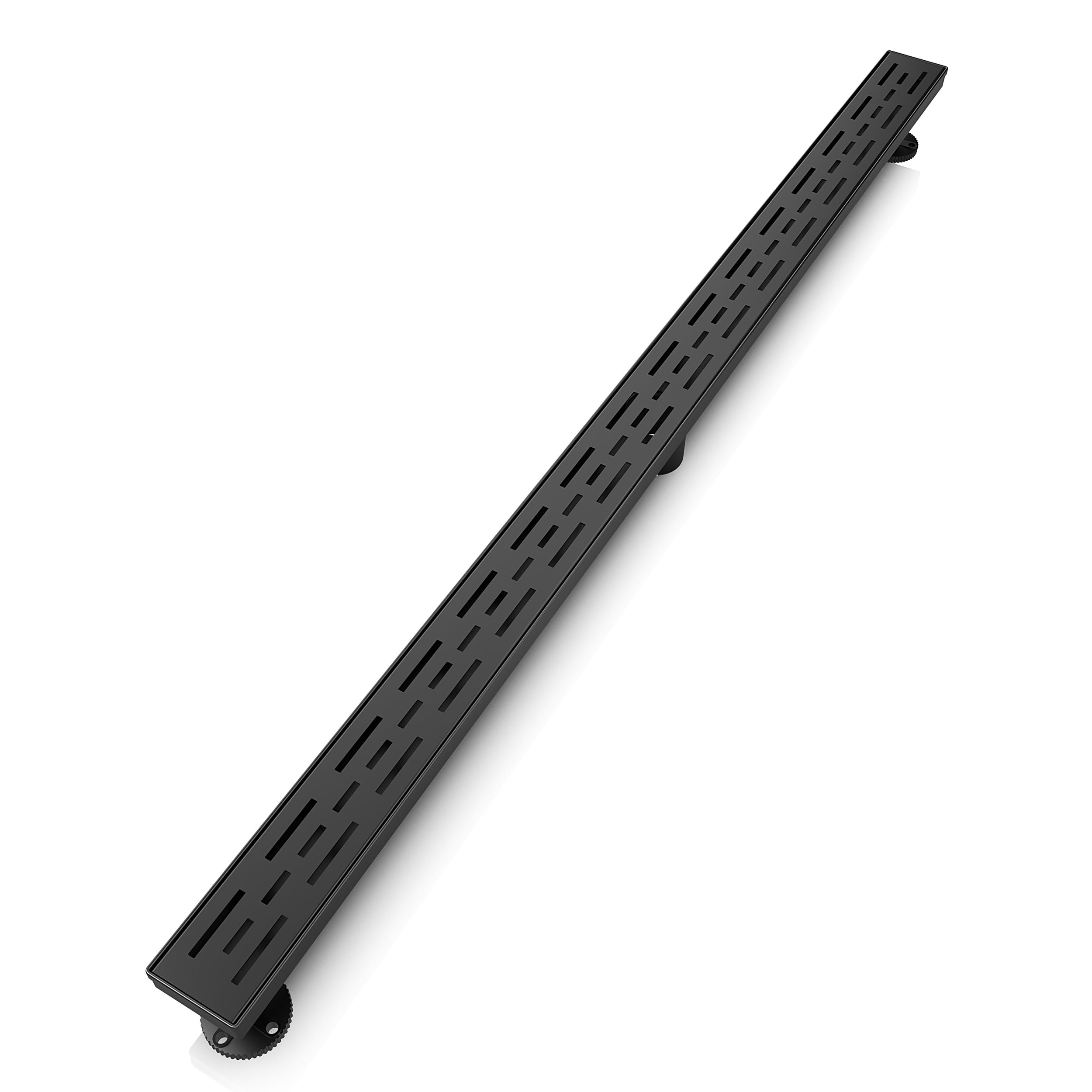 WEBANG 48 Inch Rainline Pattern Linear Shower Drain With Accessories, Matte Black