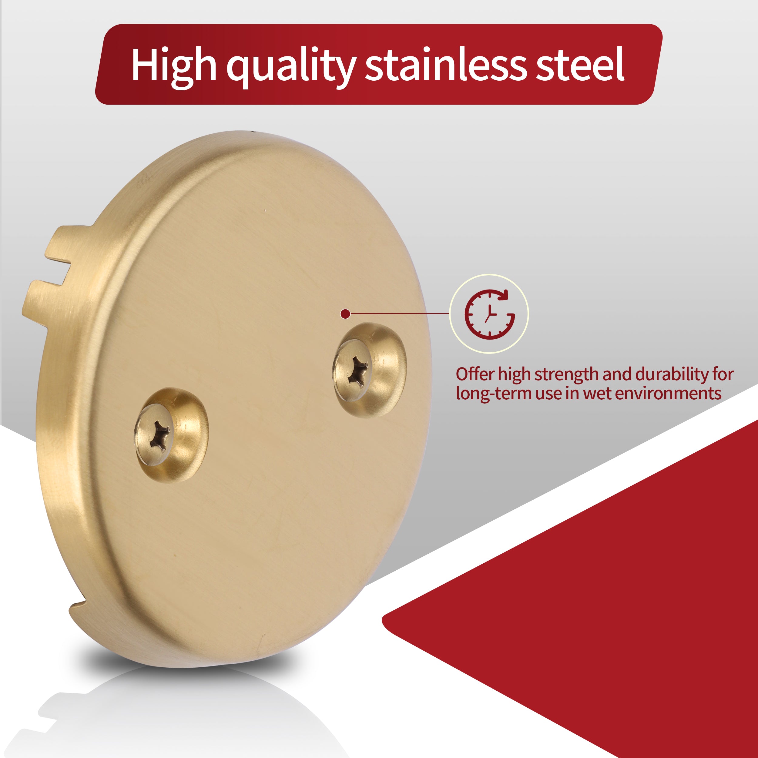 PRIMSOPH Two Hole Tub Drain Overflow Faceplate, Brushed Gold