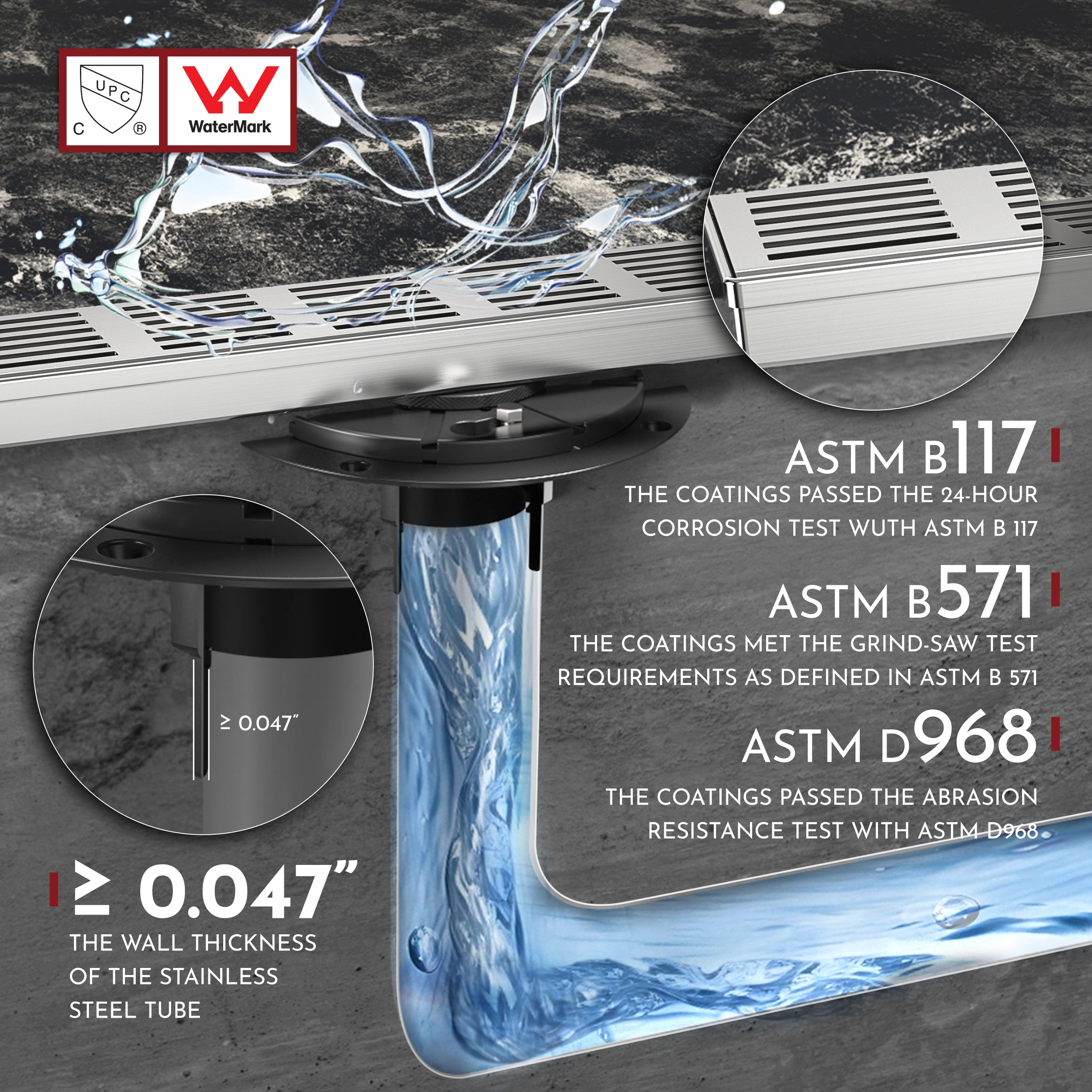 WEBANG 12 Inch Fence Pattern Linear Shower Drain With Accessories, Brushed Stainless Steel