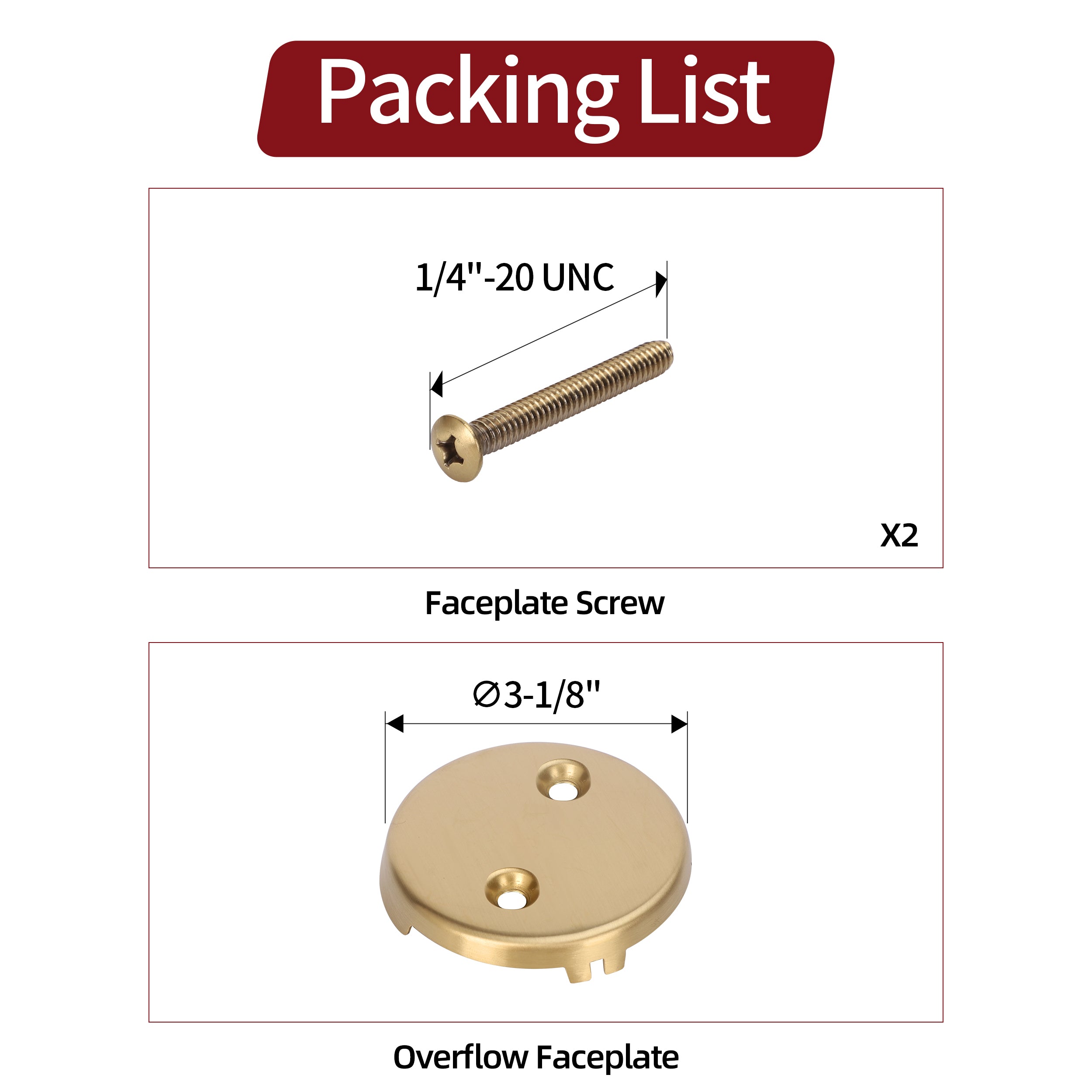PRIMSOPH Two Hole Tub Drain Overflow Faceplate, Brushed Gold