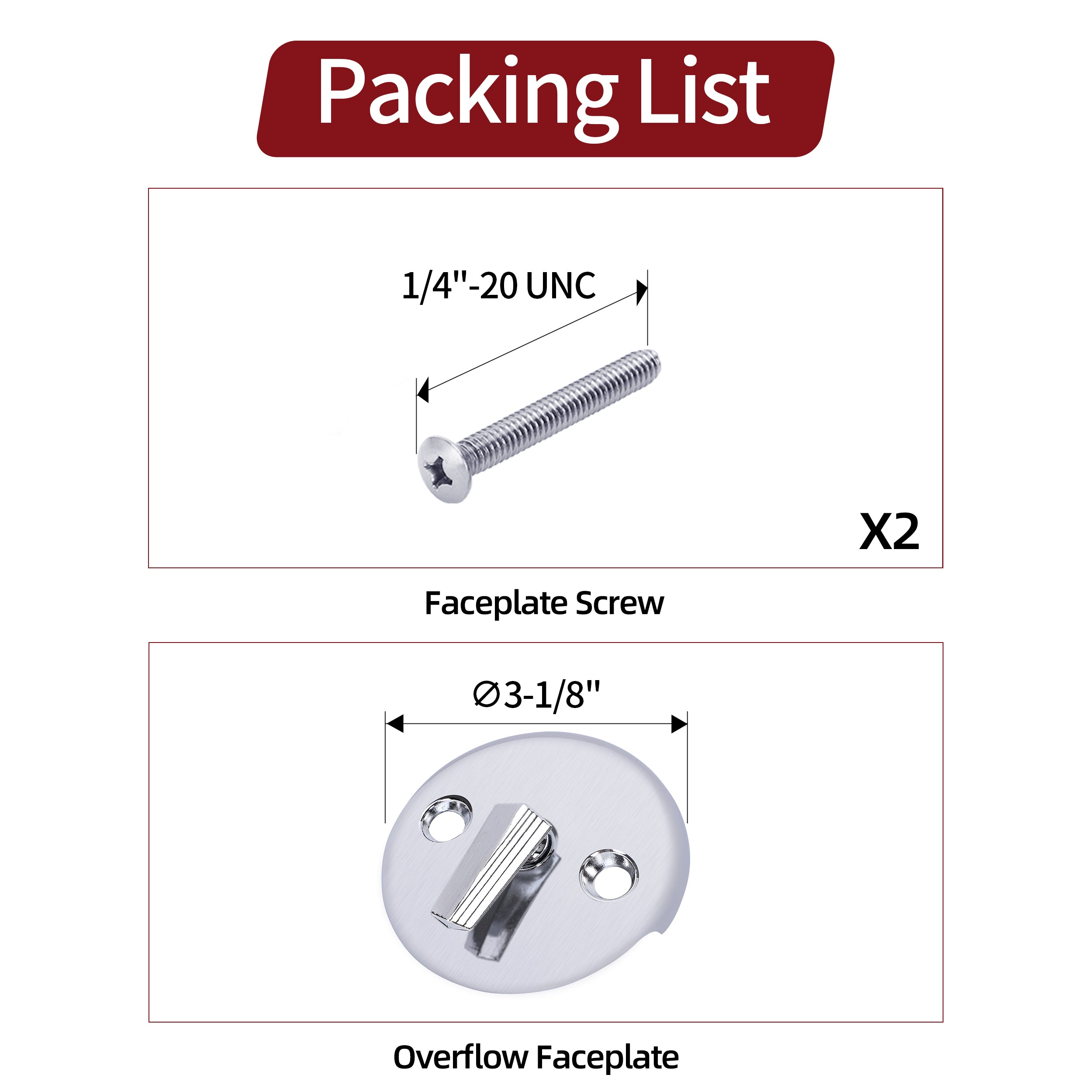 PRIMSOPH Three Hole Trip Lever Tub Drain Overflow Faceplate, Chrome