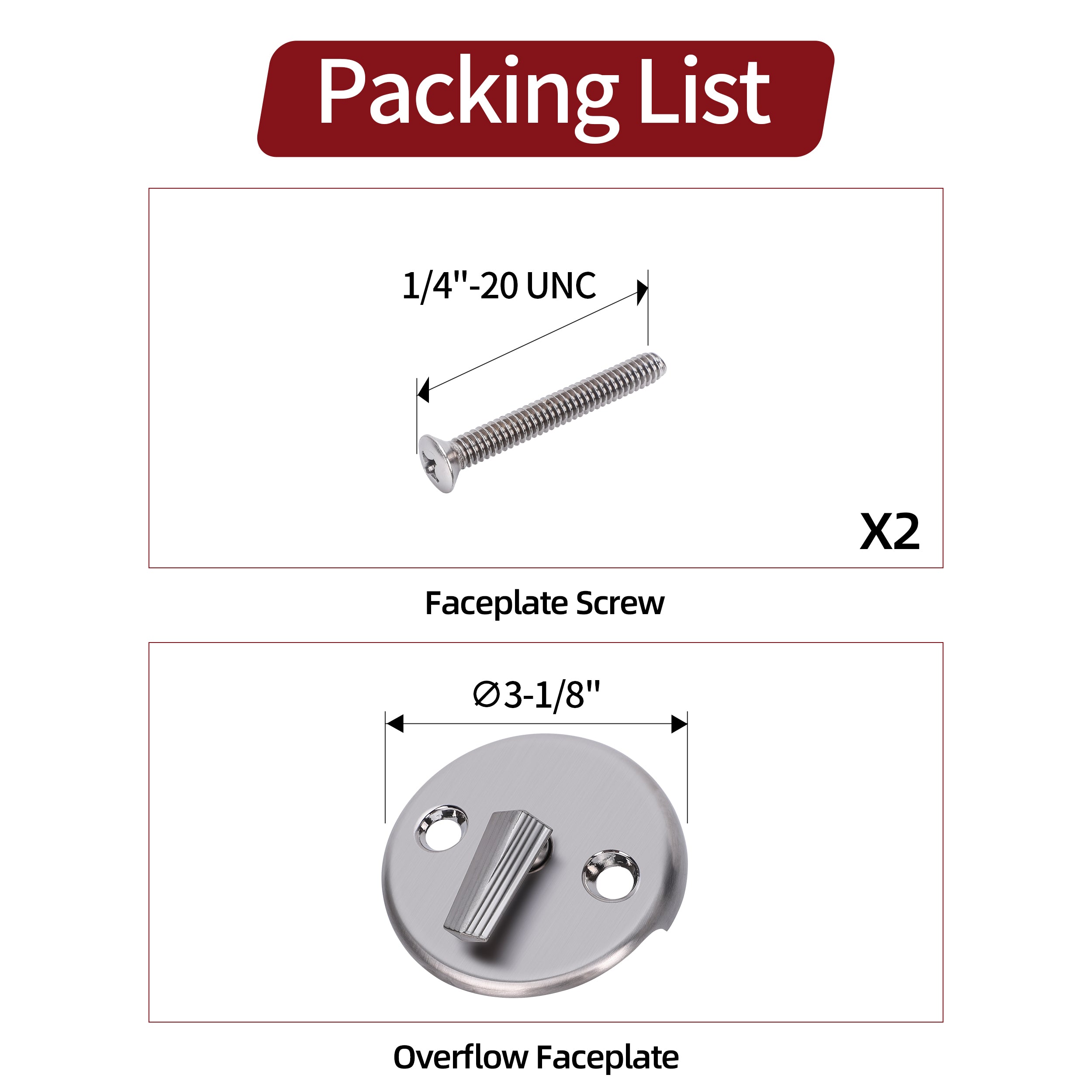 PRIMSOPH Three Hole Trip Lever Tub Drain Overflow Faceplate, Brushed Nickel