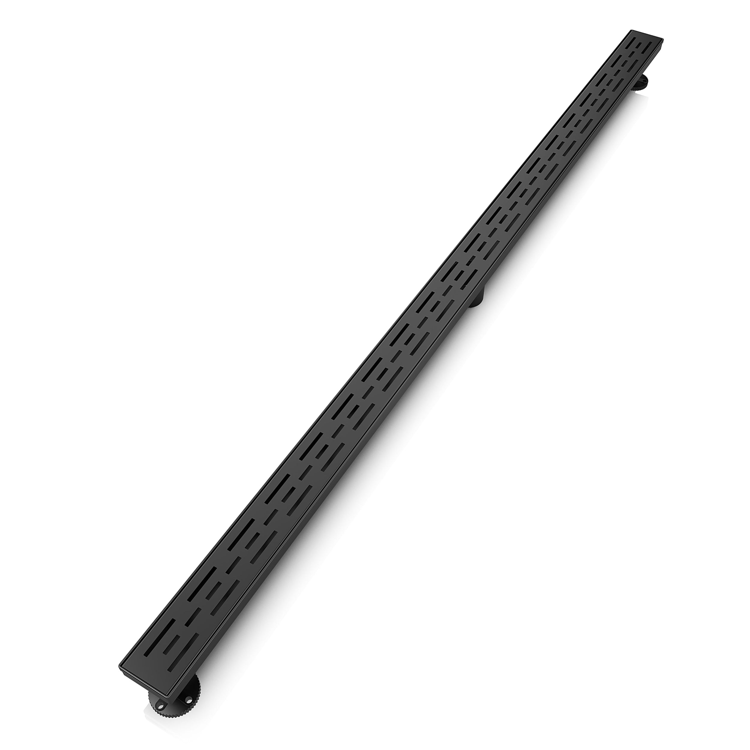 WEBANG 60 Inch Rainline Pattern Linear Shower Drain With Accessories, Matte Black