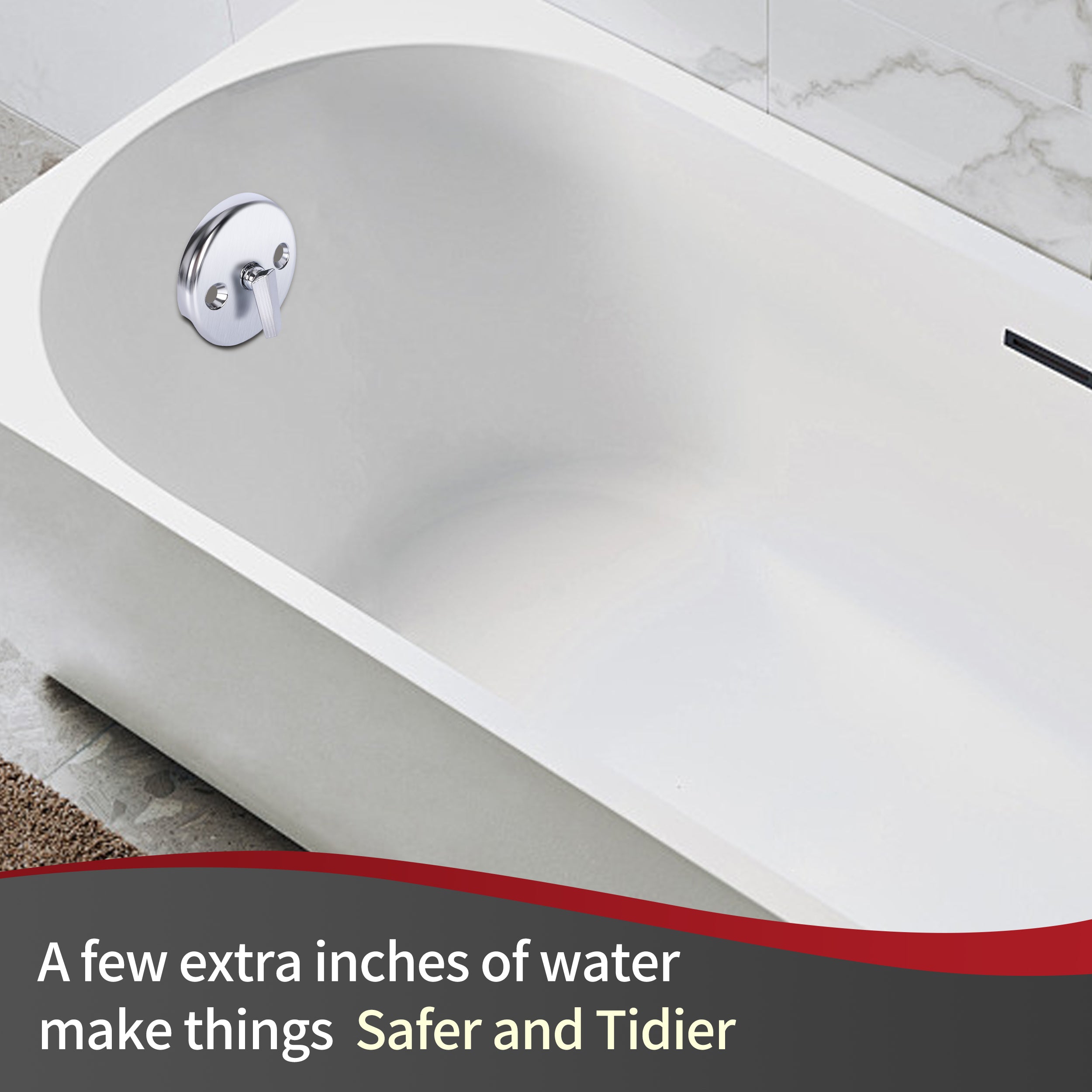 PRIMSOPH Three Hole Trip Lever Tub Drain Overflow Faceplate, Chrome