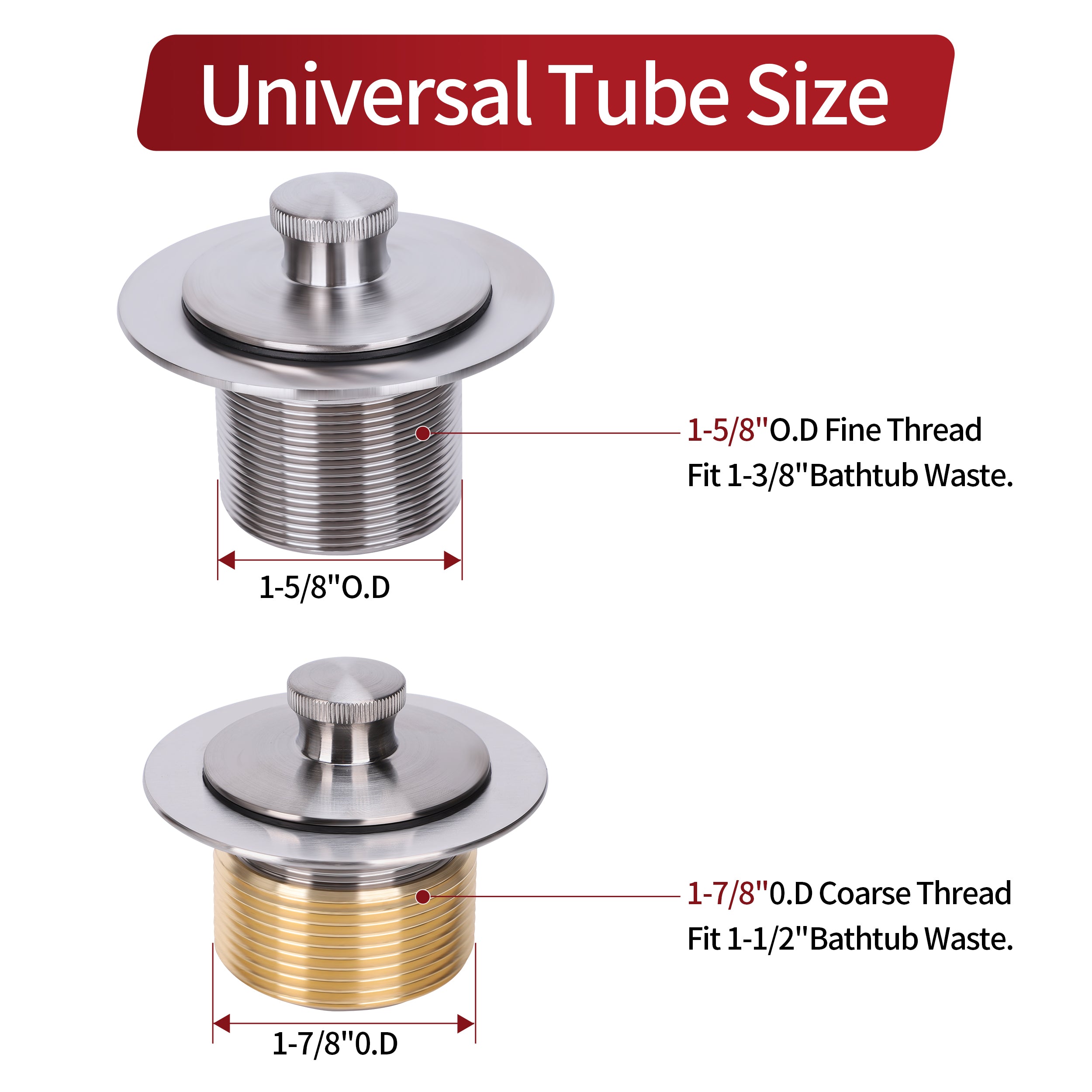 PRIMSOPH Lift Turn Tub Drain Trim Kit with Two Hole Overflow Faceplate, Brushed Nickel