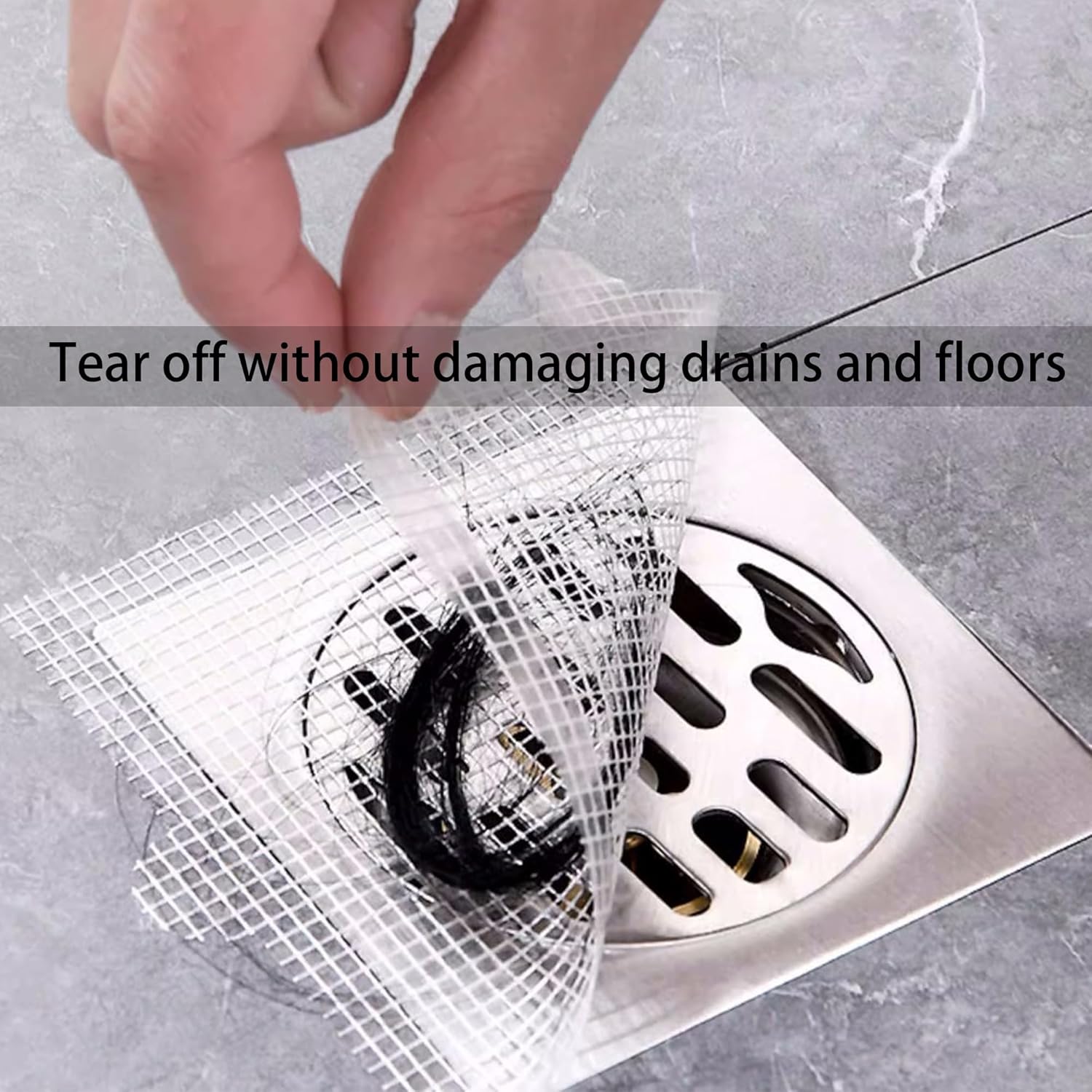PRIMSOPH 4 Inch Square Disposable Shower Drain Strainer & Hair Catcher Stickers (30-Pack)