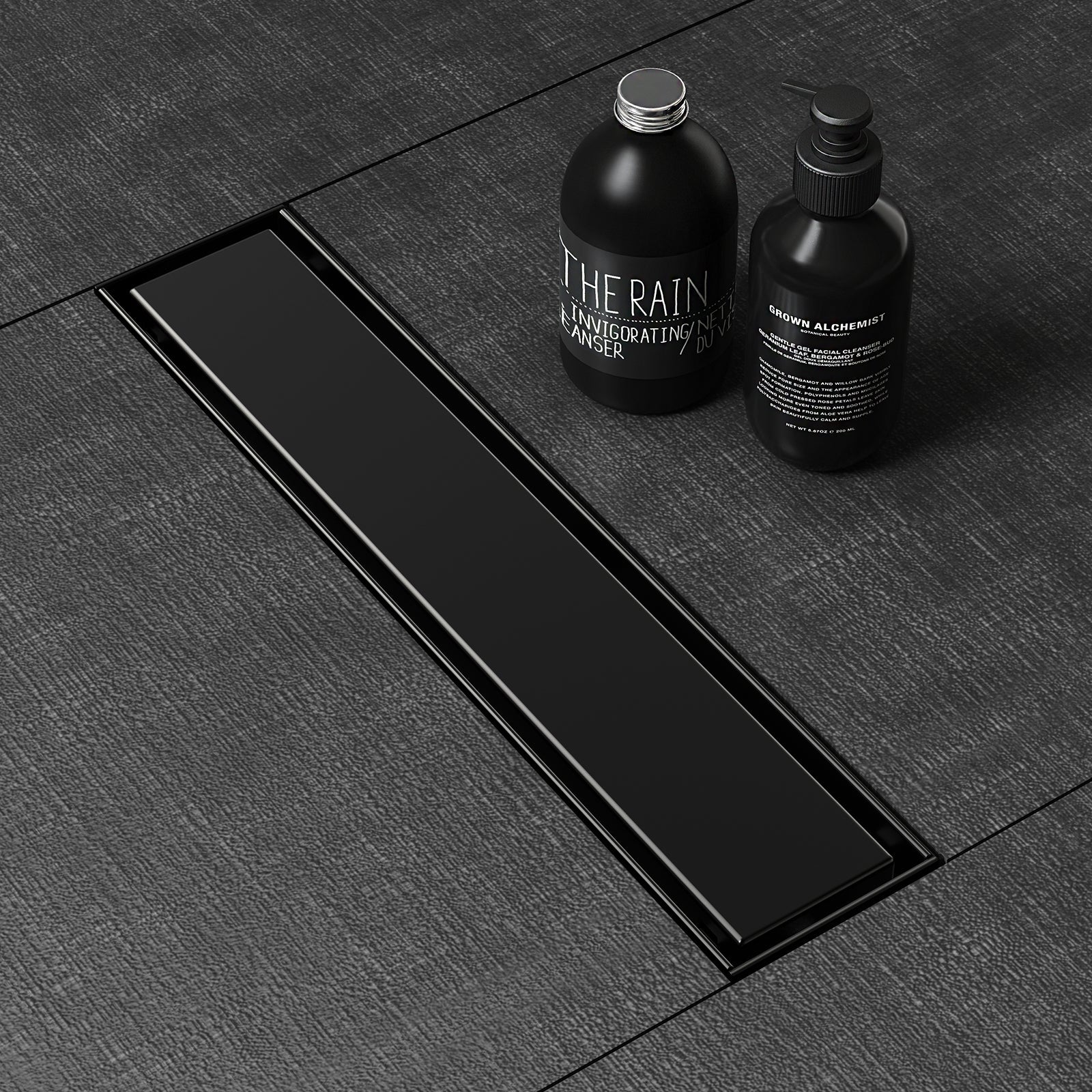 WEBANG 12 Inch Reversible 2-in-1 Linear Shower Drain With Accessories, Matte Black