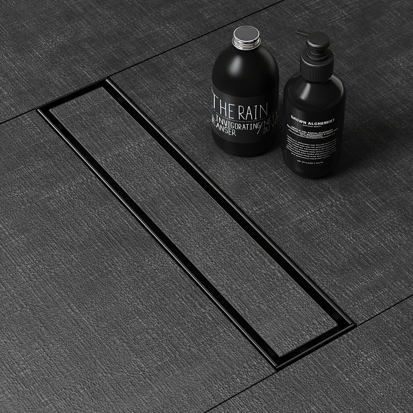 WEBANG 12 Inch Reversible 2-in-1 Linear Shower Drain With Accessories, Matte Black