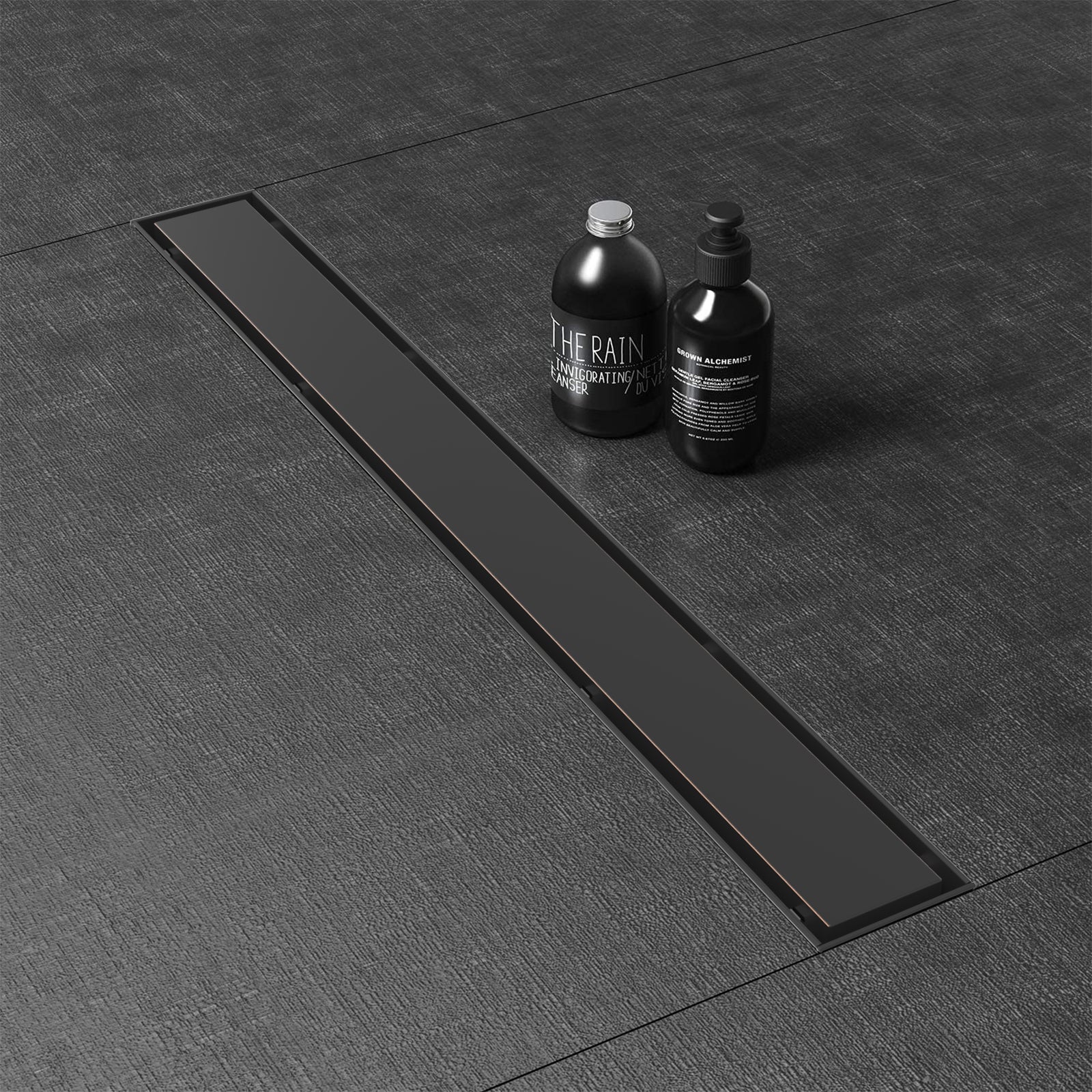 WEBANG 24 Inch Reversible 2-in-1 Linear Shower Drain With Accessories, Oil Rubbed Bronze