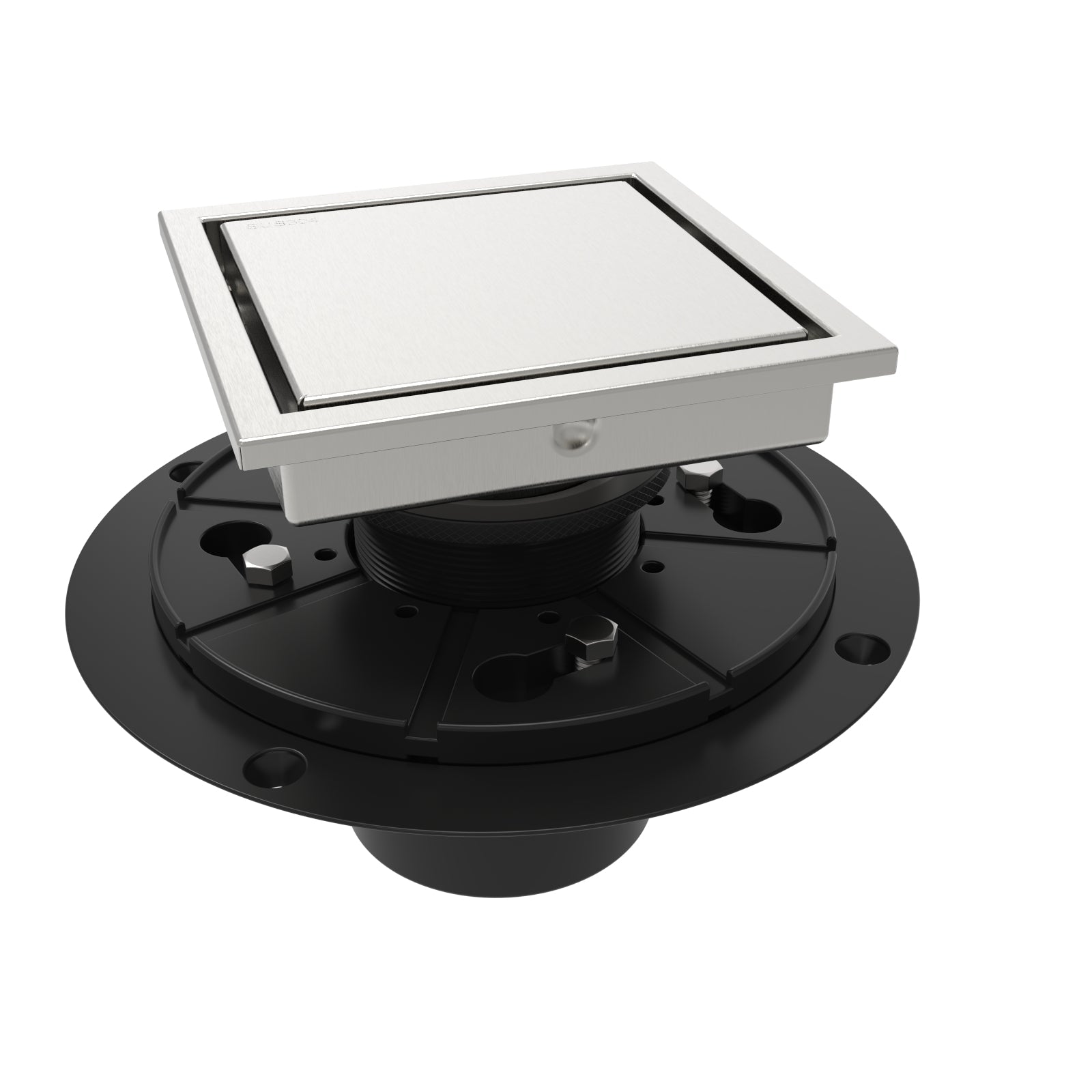 WEBANG 4 Inch Wide Frame Reversible 2-in-1 Tile-In Square Shower Drain With Flange, Brushed Stainless Steel