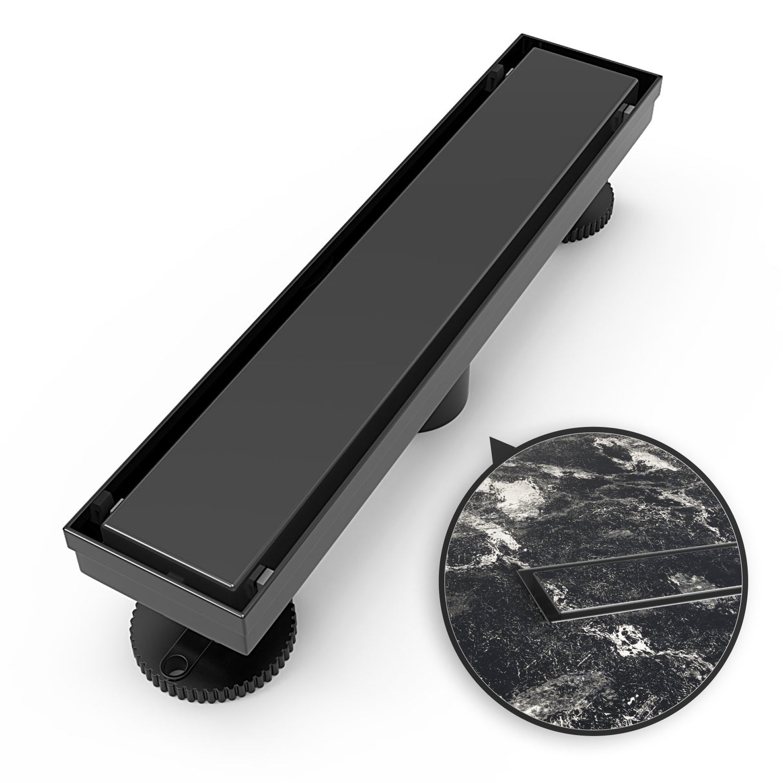 WEBANG 12 Inch Reversible 2-in-1 Linear Shower Drain With Accessories, Matte Black