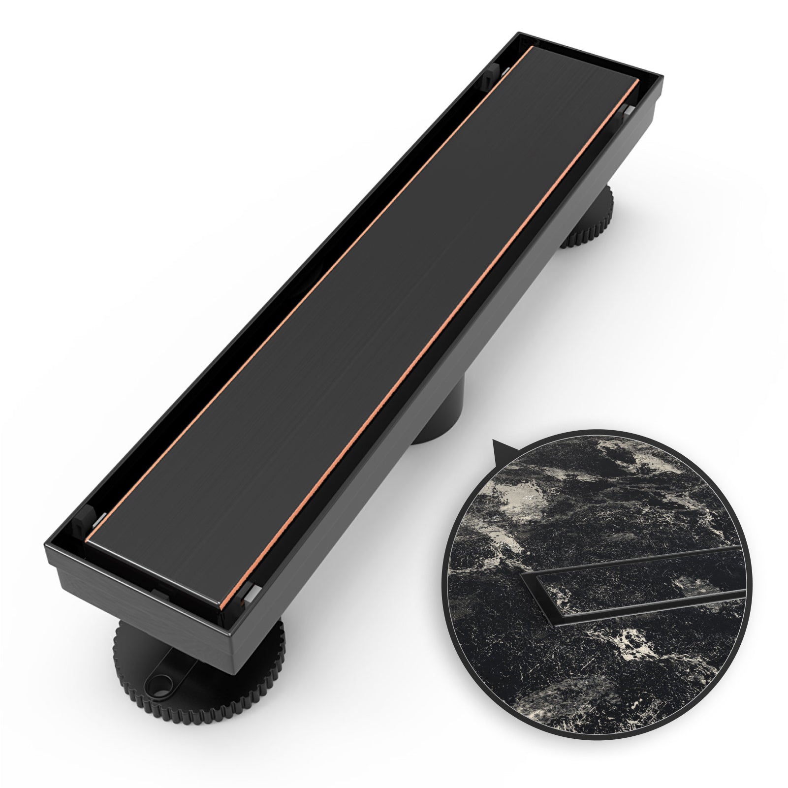 WEBANG 12 Inch Reversible 2-in-1 Linear Shower Drain With Accessories, Oil Rubbed Bronze