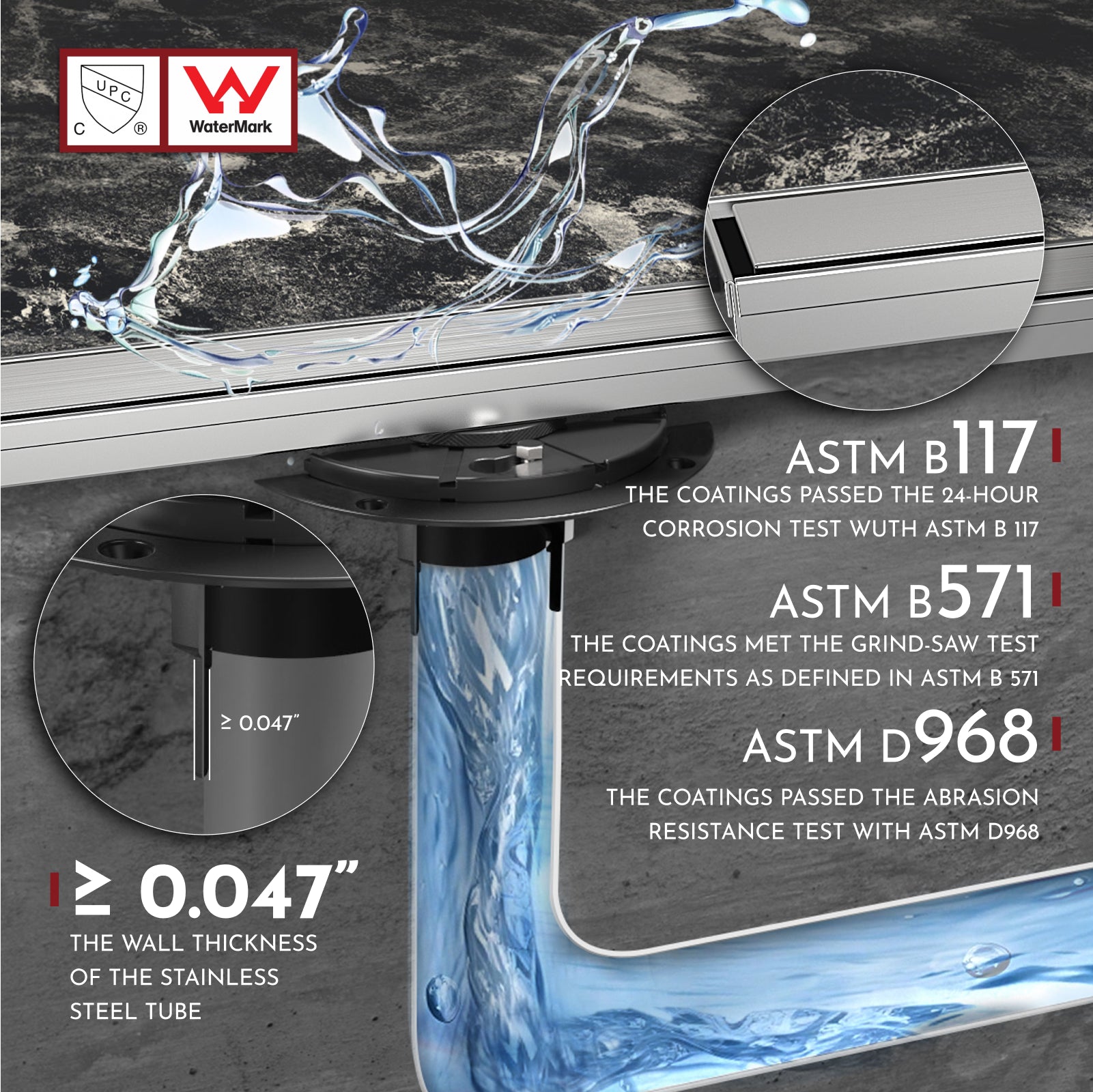 WEBANG 12 Inch Reversible 2-in-1 Linear Shower Drain With Accessories, Brushed Stainless Steel