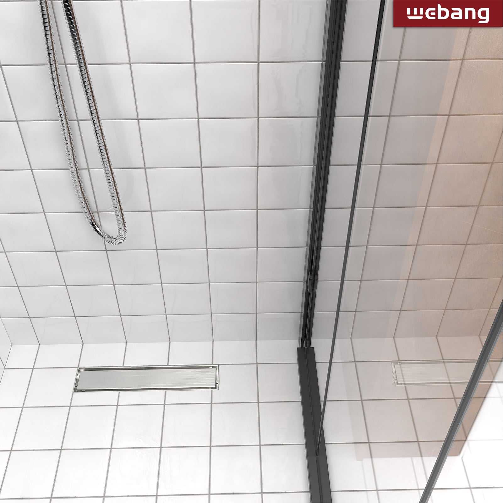 WEBANG 12 Inch Reversible 2-in-1 Linear Shower Drain With Accessories, Brushed Stainless Steel