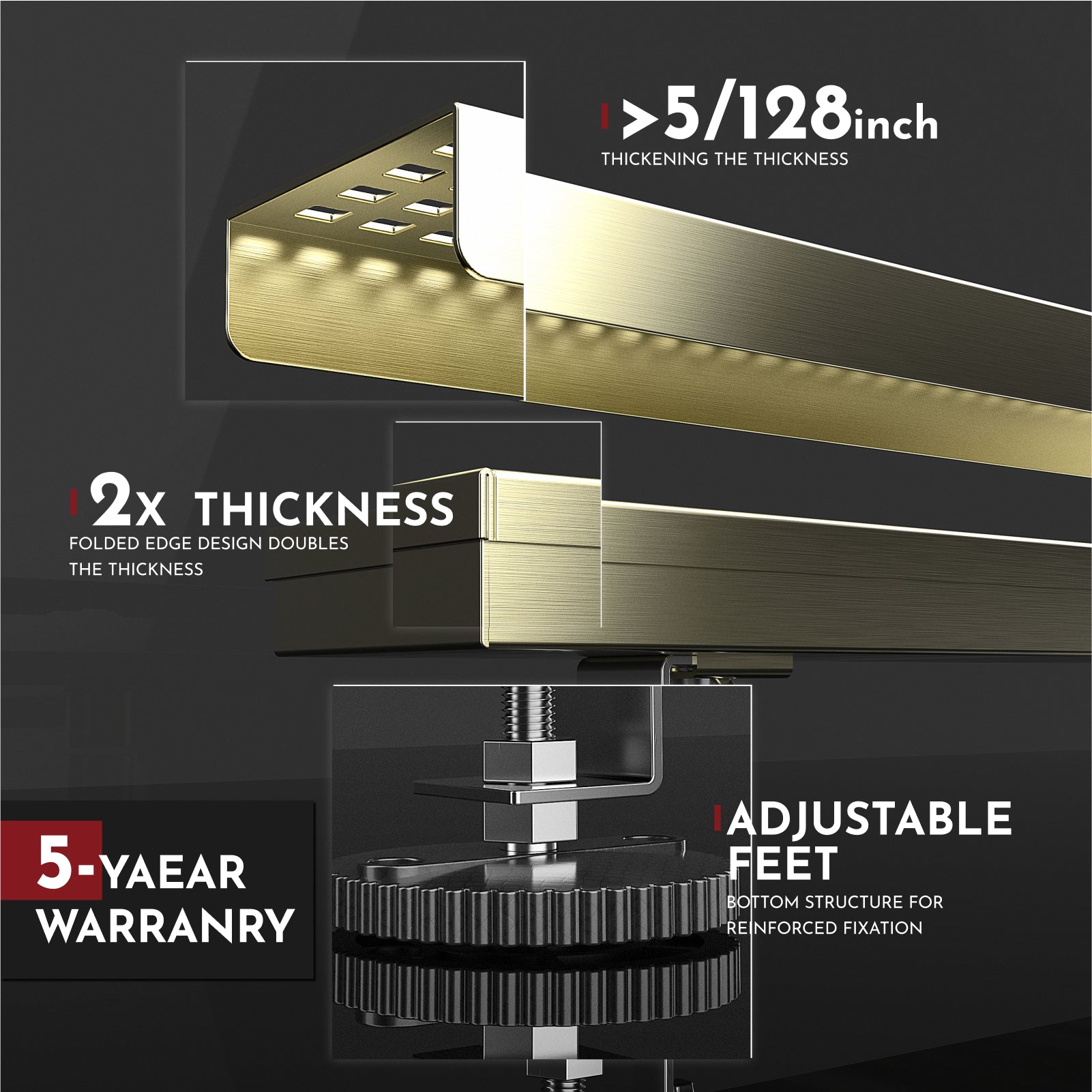 WEBANG 12 Inch Square Hole Pattern Linear Shower Drain With Accessories, Brushed Gold