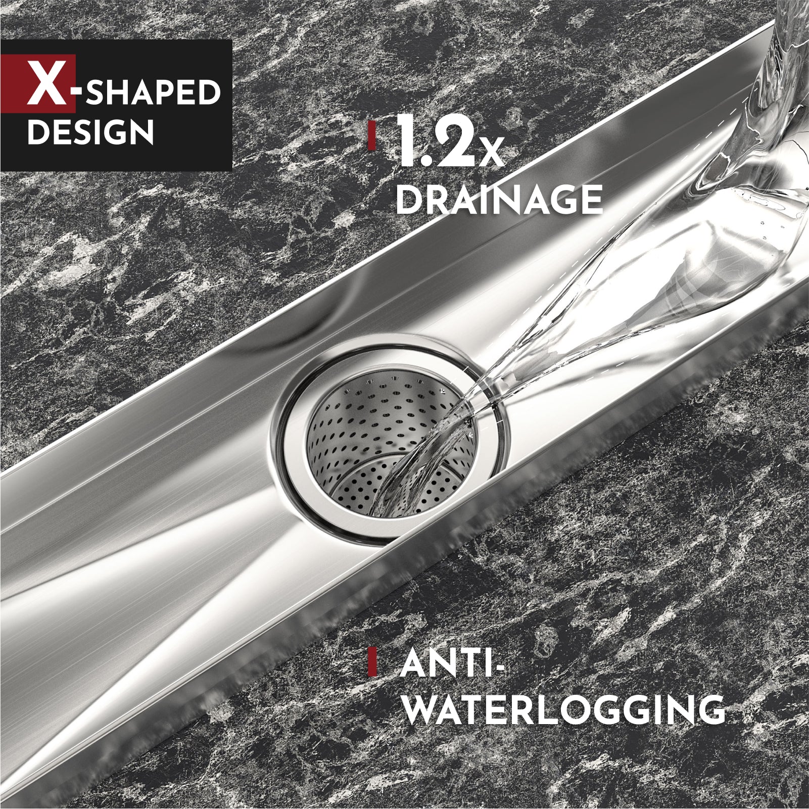 WEBANG 12 Inch Capsule Pattern Linear Shower Drain With Accessories, Brushed Stainless Steel