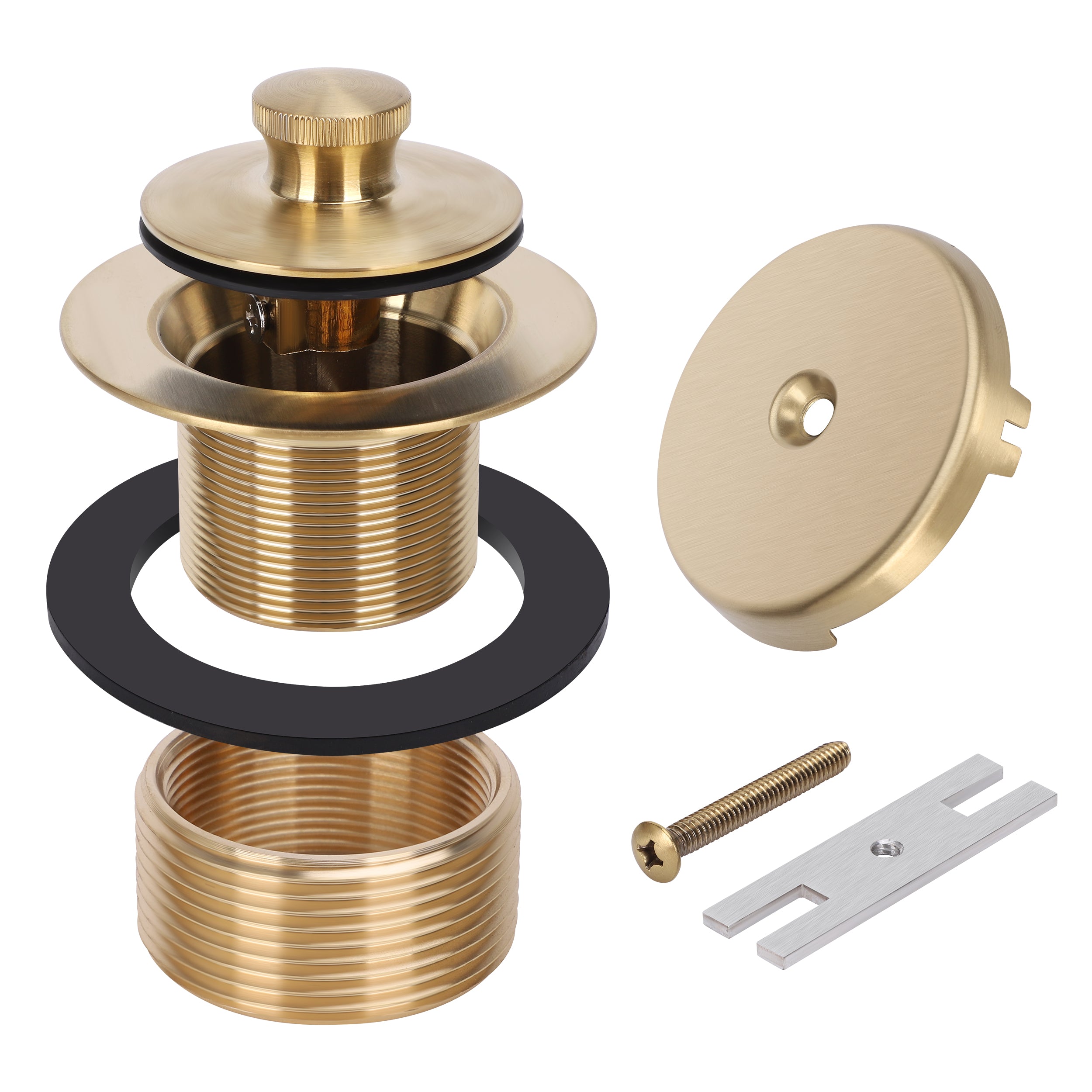 PRIMSOPH Lift Turn Tub Drain Trim Kit with One Hole Overflow Faceplate, Brushed Gold