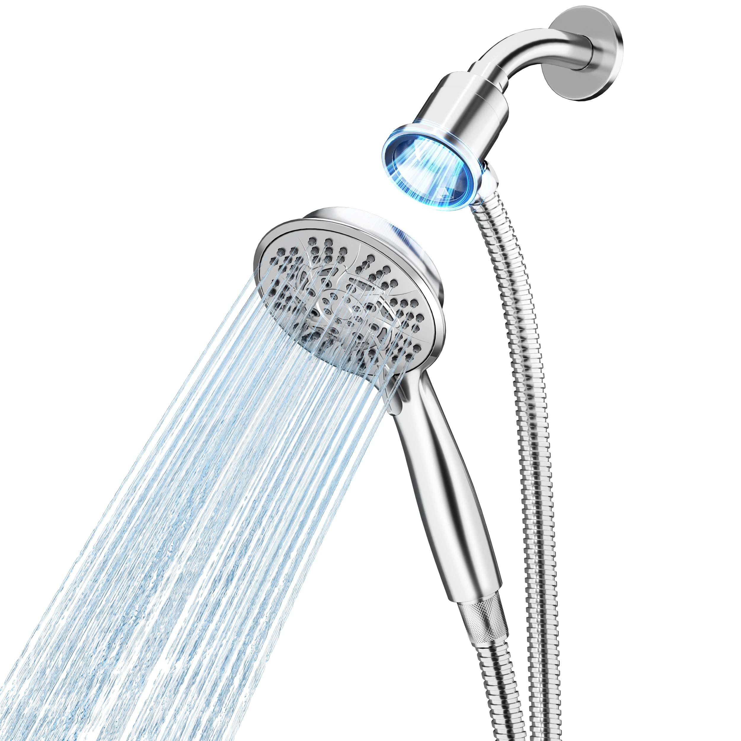 PRIMSOPH 10-Mode High Pressure Handheld Shower Head with Magnetic Docking and  Stainless Steel Hose, Chrome