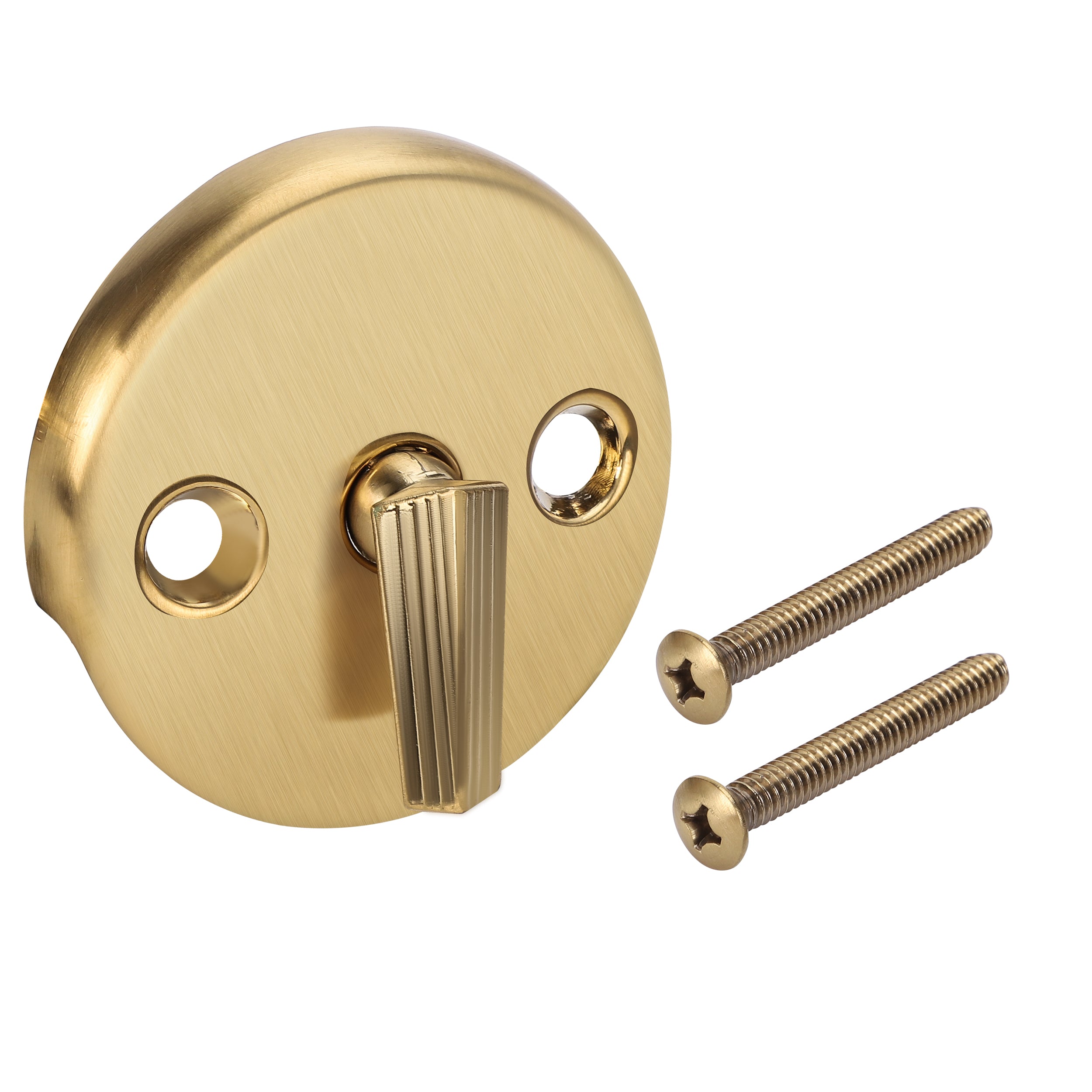 PRIMSOPH Three Hole Trip Lever Tub Drain Overflow Faceplate, Brushed Gold