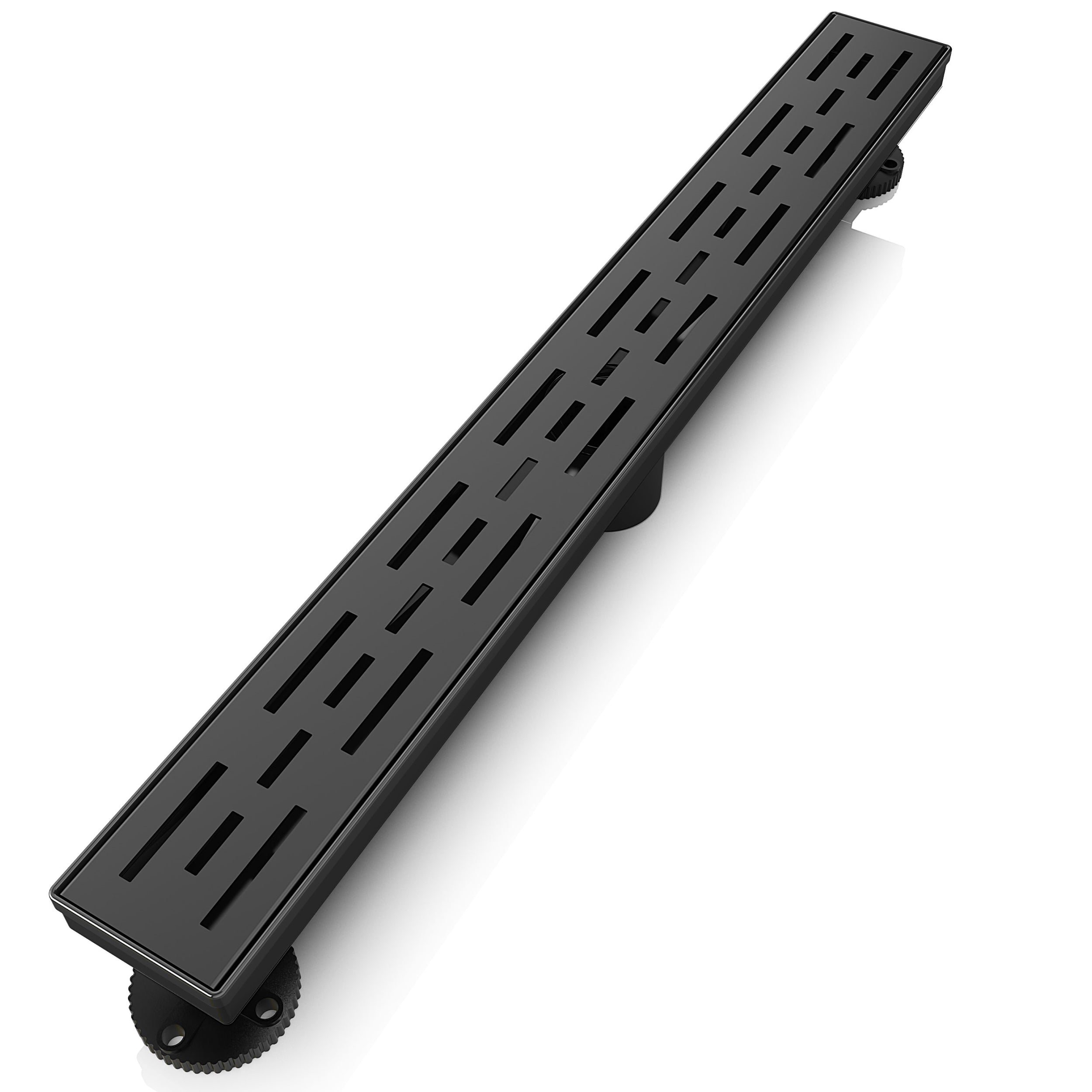 WEBANG 24 Inch Rainline Pattern Linear Shower Drain With Accessories, Matte Black