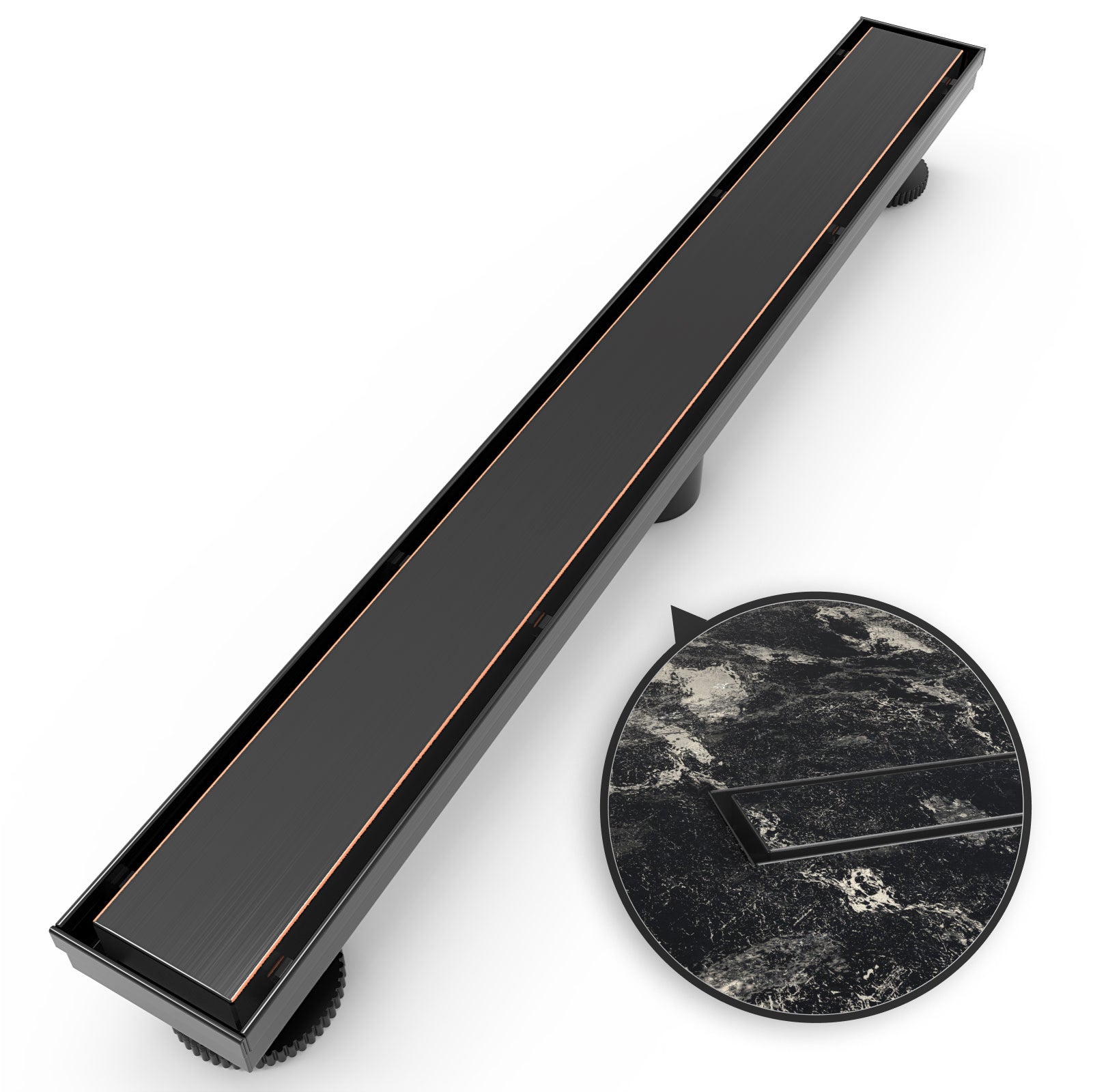 WEBANG 24 Inch Reversible 2-in-1 Linear Shower Drain With Accessories, Oil Rubbed Bronze