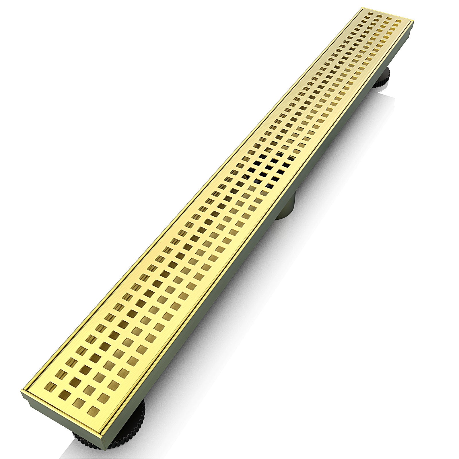 WEBANG 36 Inch Square Hole Pattern Linear Shower Drain With Accessories, Brushed Gold