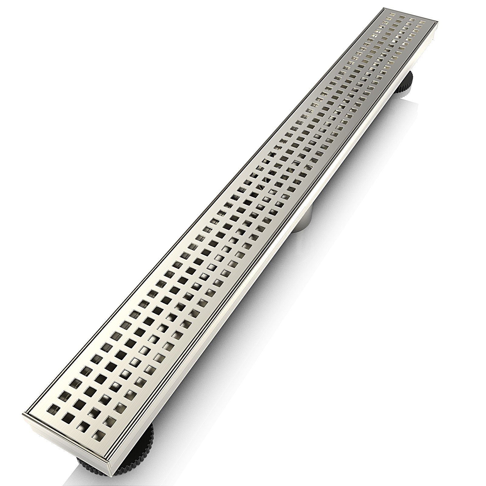 WEBANG 36 Inch Square Hole Pattern Linear Shower Drain With Accessories, Brushed Nickel