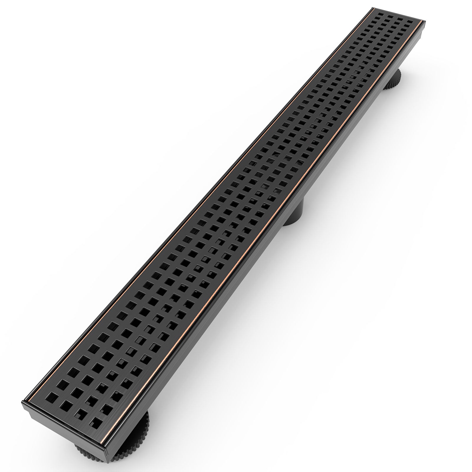 WEBANG 24 Inch Square Hole Pattern Linear Shower Drain With Accessories, Oil Rubbed Bronze