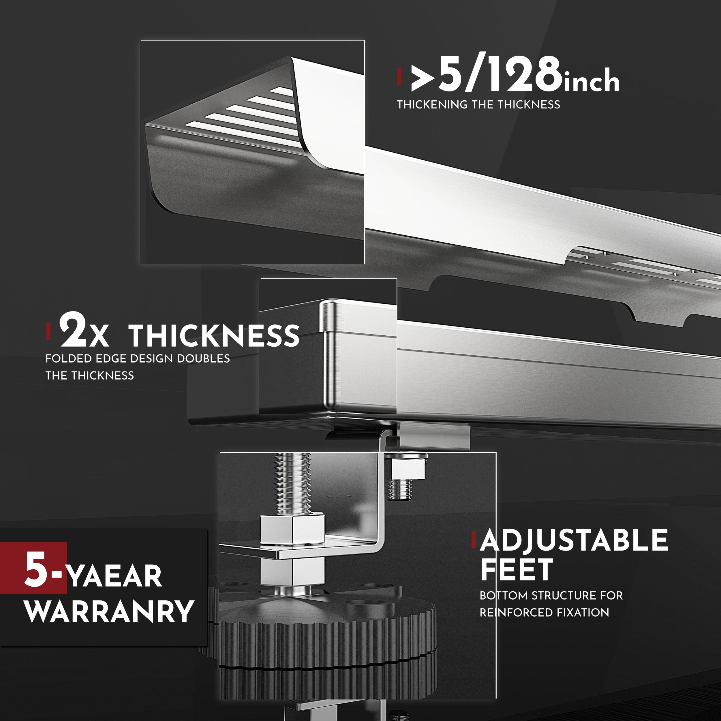 WEBANG 12 Inch Fence Pattern Linear Shower Drain With Accessories, Brushed Stainless Steel