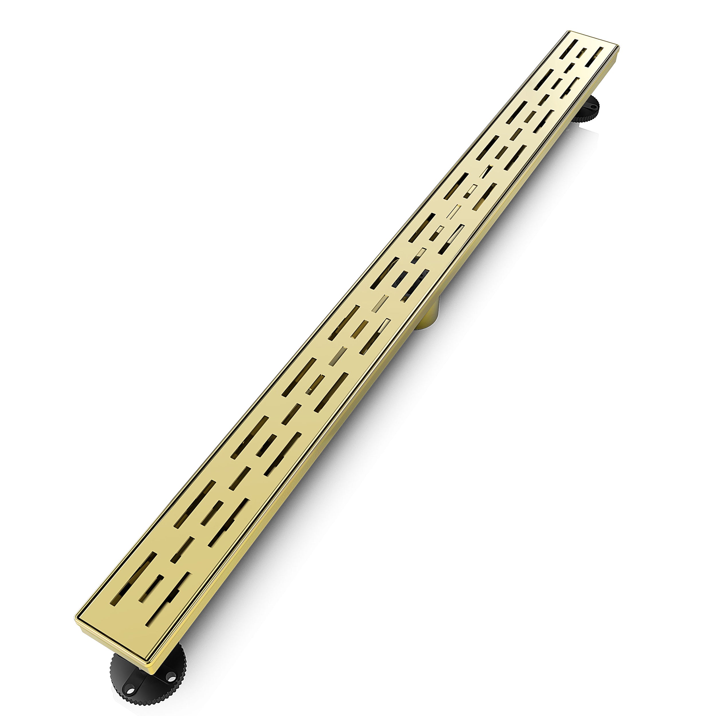 WEBANG 36 Inch Rainline Pattern Linear Shower Drain With Accessories, Brushed Gold