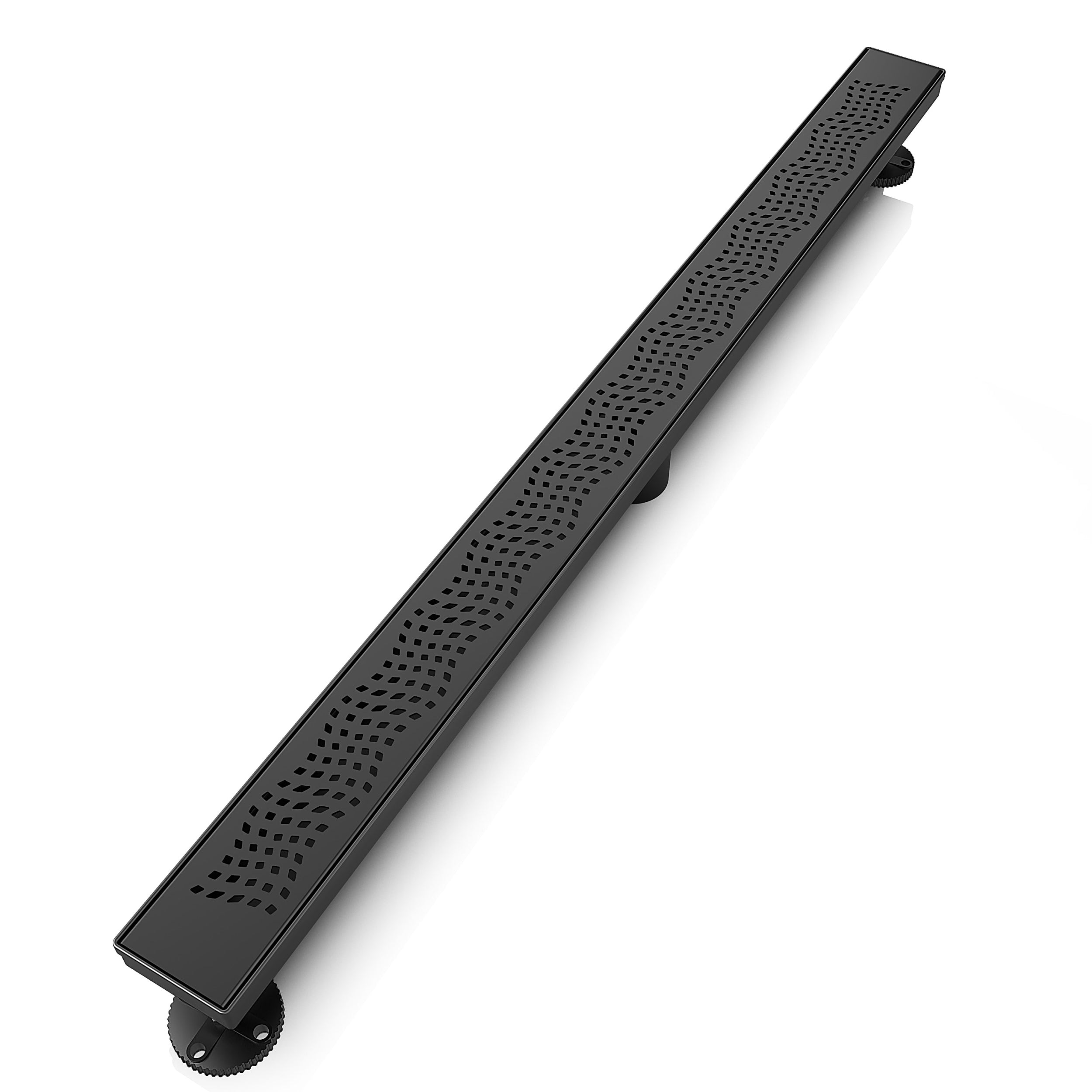 WEBANG 36 Inch Wave-Hole Pattern Linear Shower Drain With Accessories, Matte Black