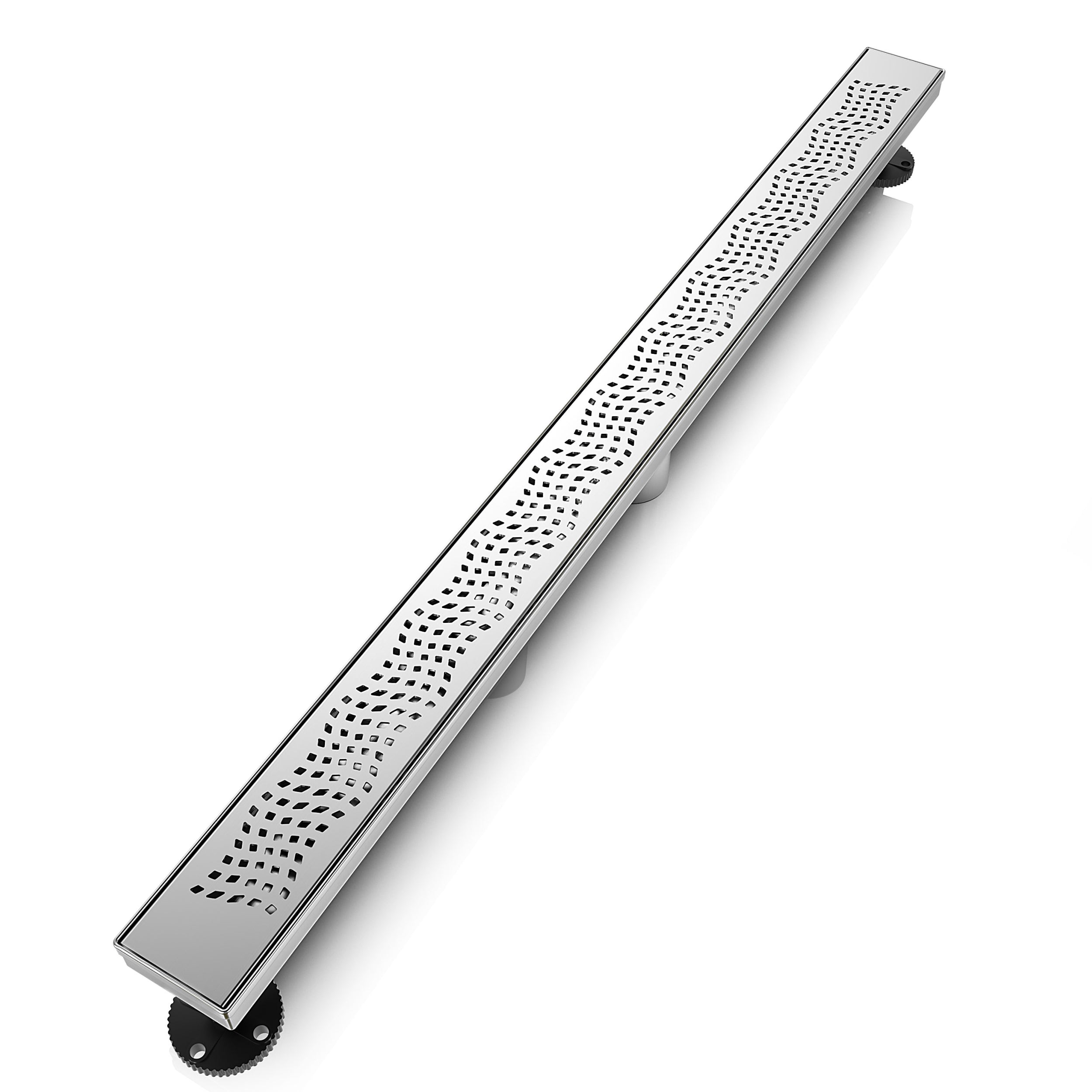 WEBANG 36 Inch Wave-Hole Pattern Linear Shower Drain With Accessories, Brushed Stainless Steel