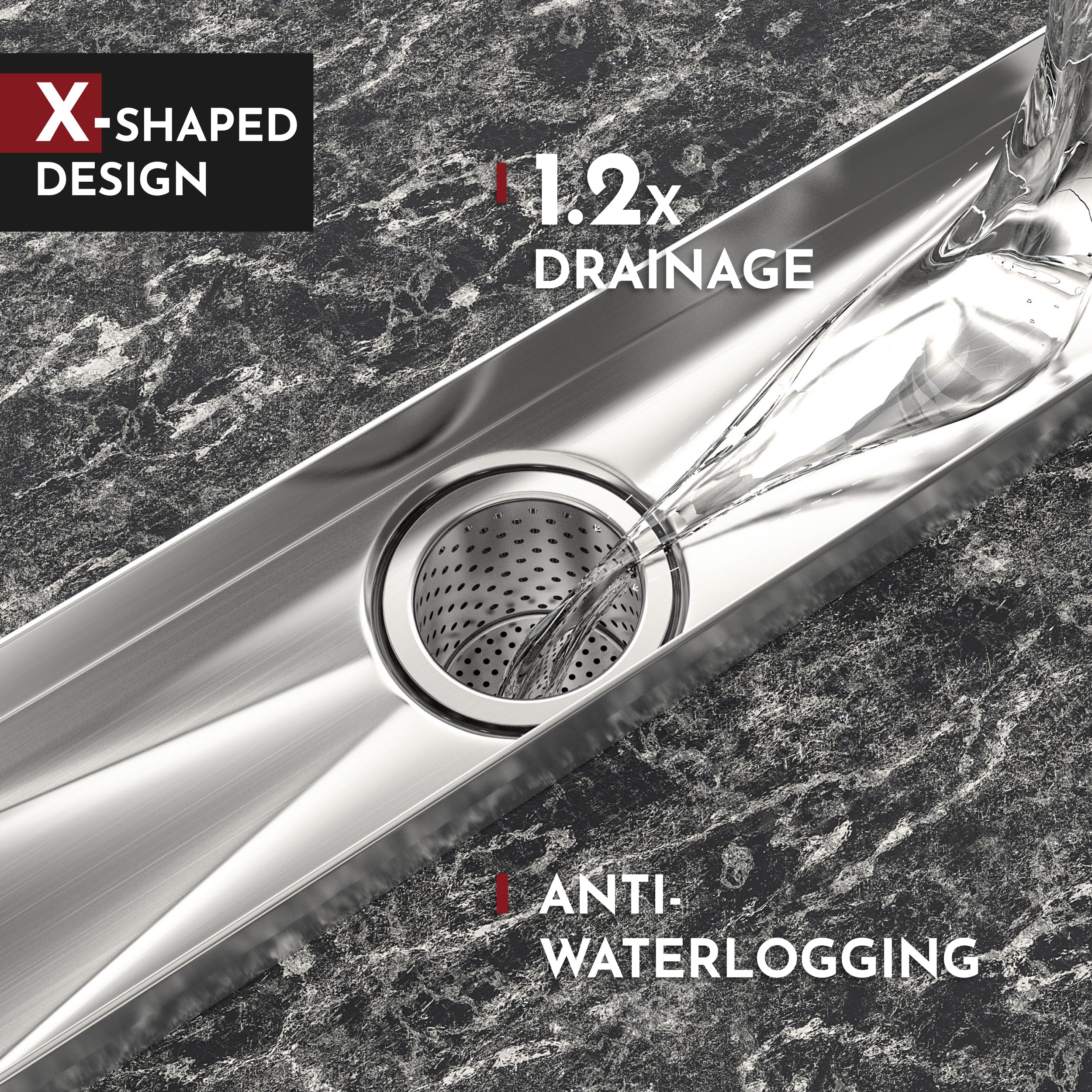 WEBANG 24 Inch Rainline Pattern Linear Shower Drain With Accessories, Brushed Stainless Steel