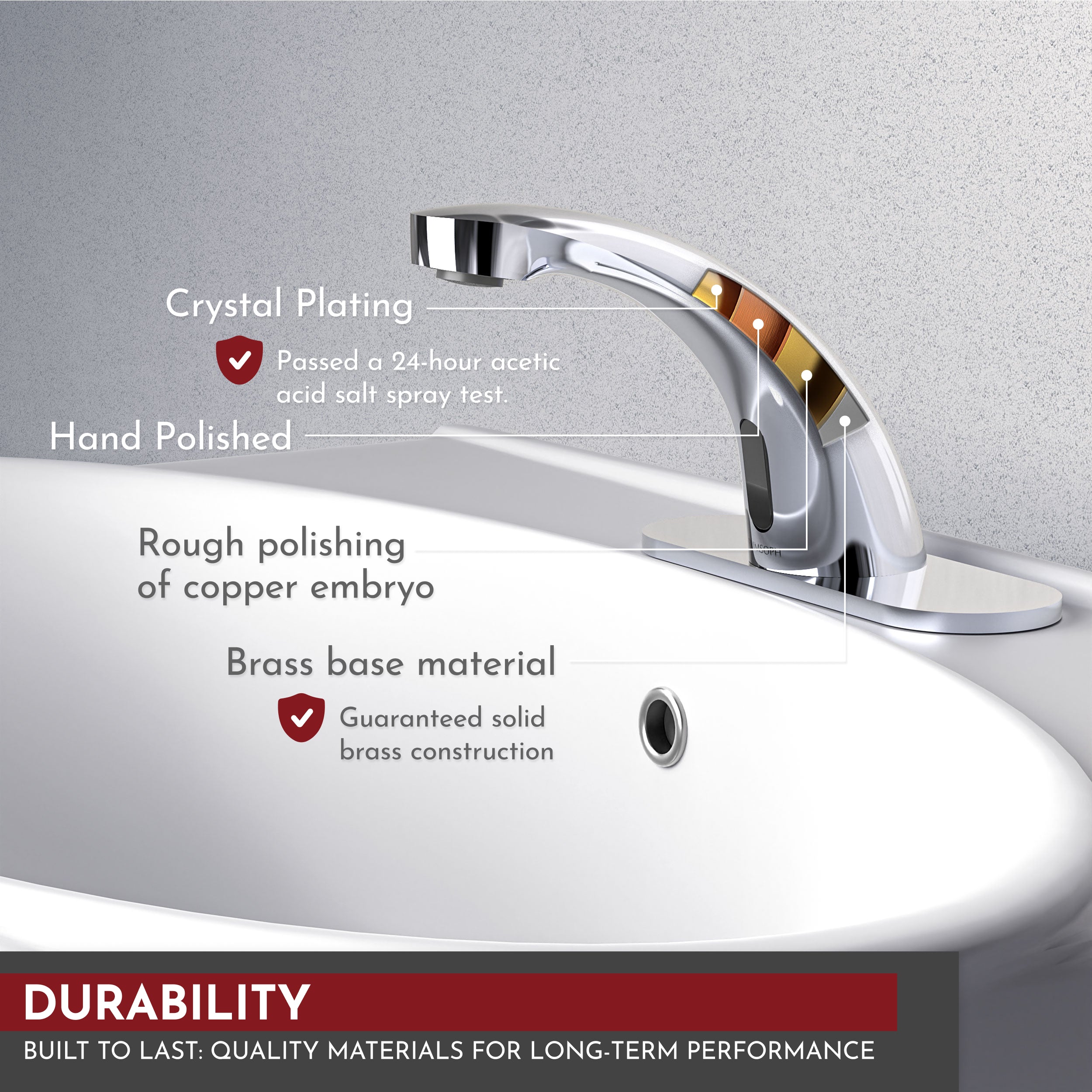 PRIMSOPH 8012 Compact Battery and Plug-In Powered Touchless Faucet with Temperature Mixer, Chrome